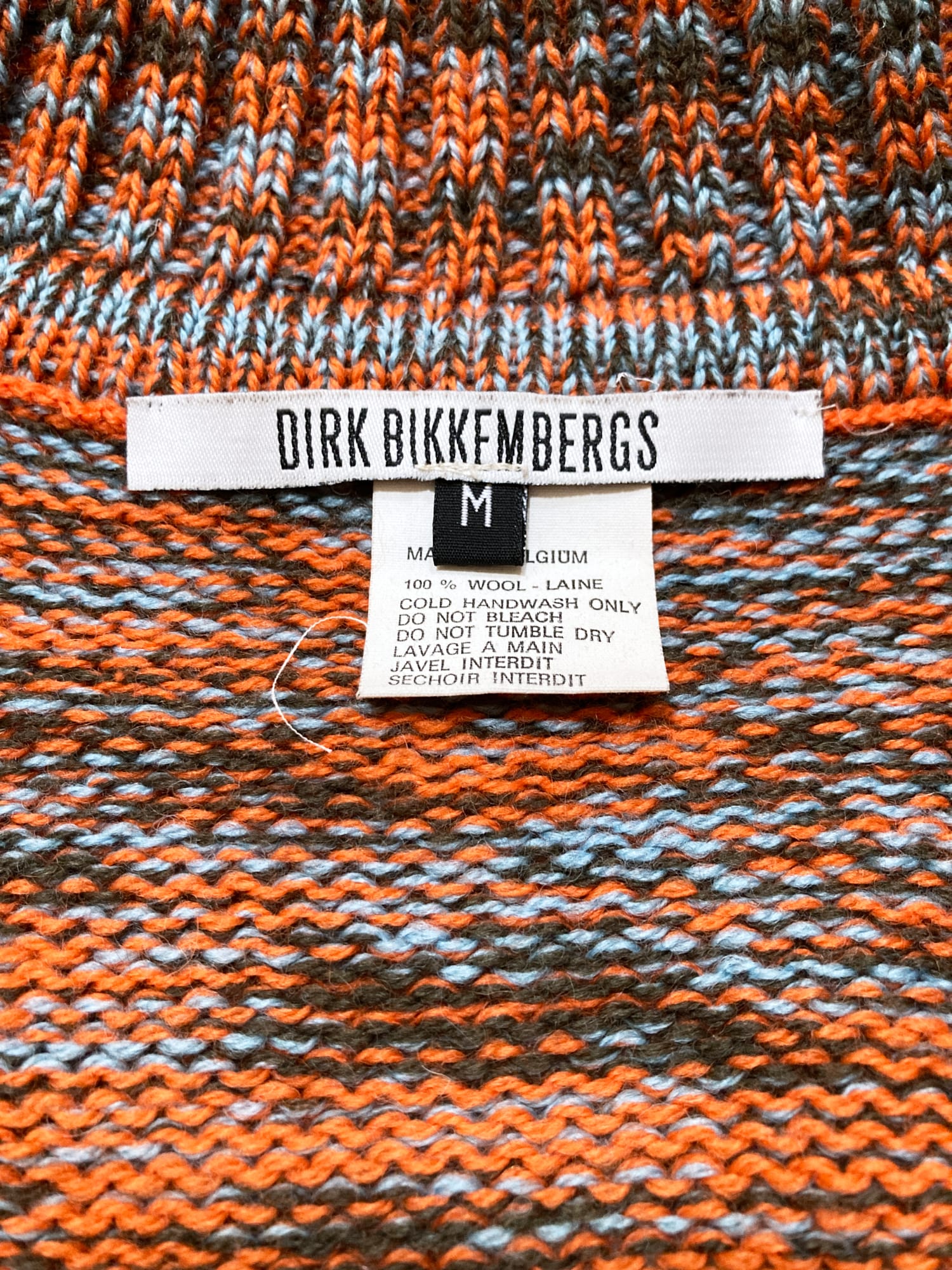 Dirk Bikkembergs winter 1996 orange wool detachable sleeve knit