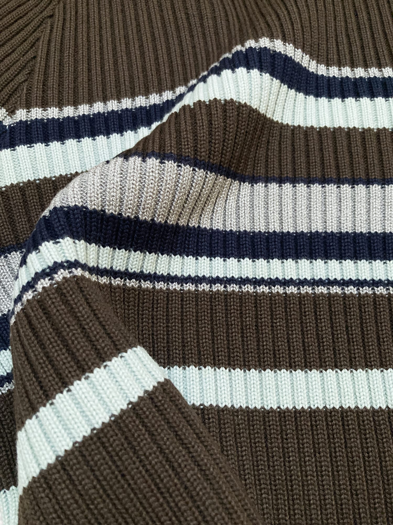 Dirk Bikkembergs brown wool rib knit striped v-neck jumper - M