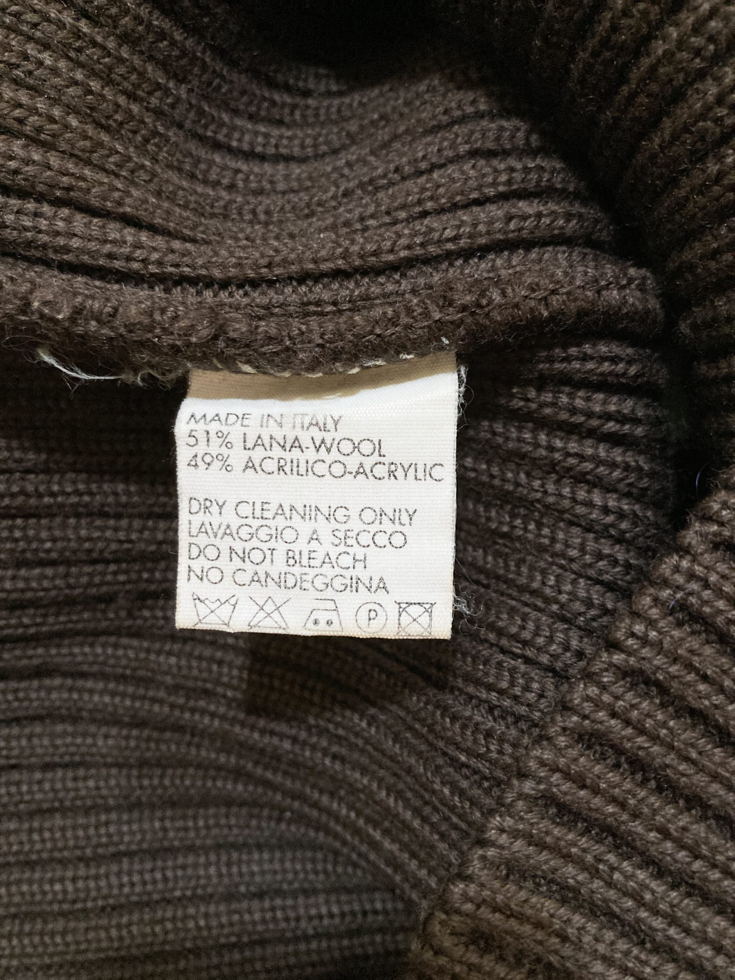 Dirk Bikkembergs brown wool rib knit striped v-neck jumper - M