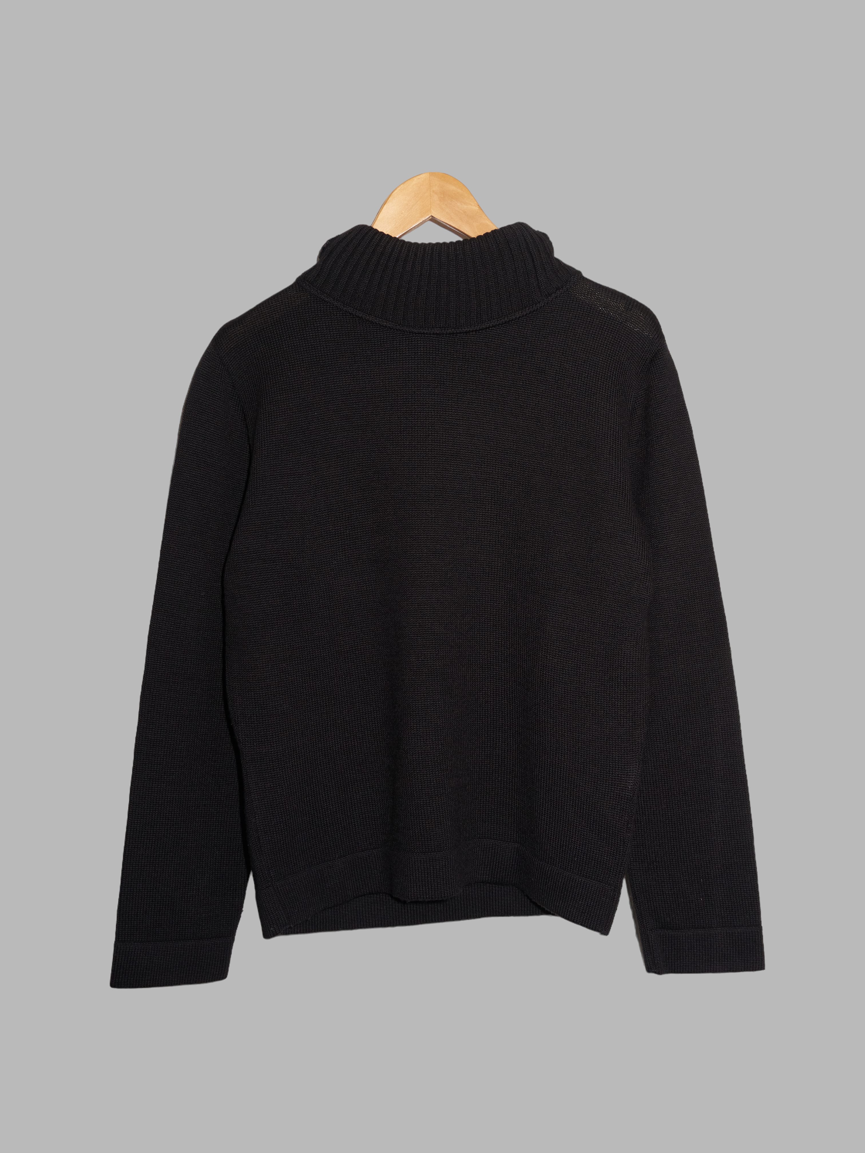 Dirk Bikkembergs black wool mock neck jumper with packable hood 