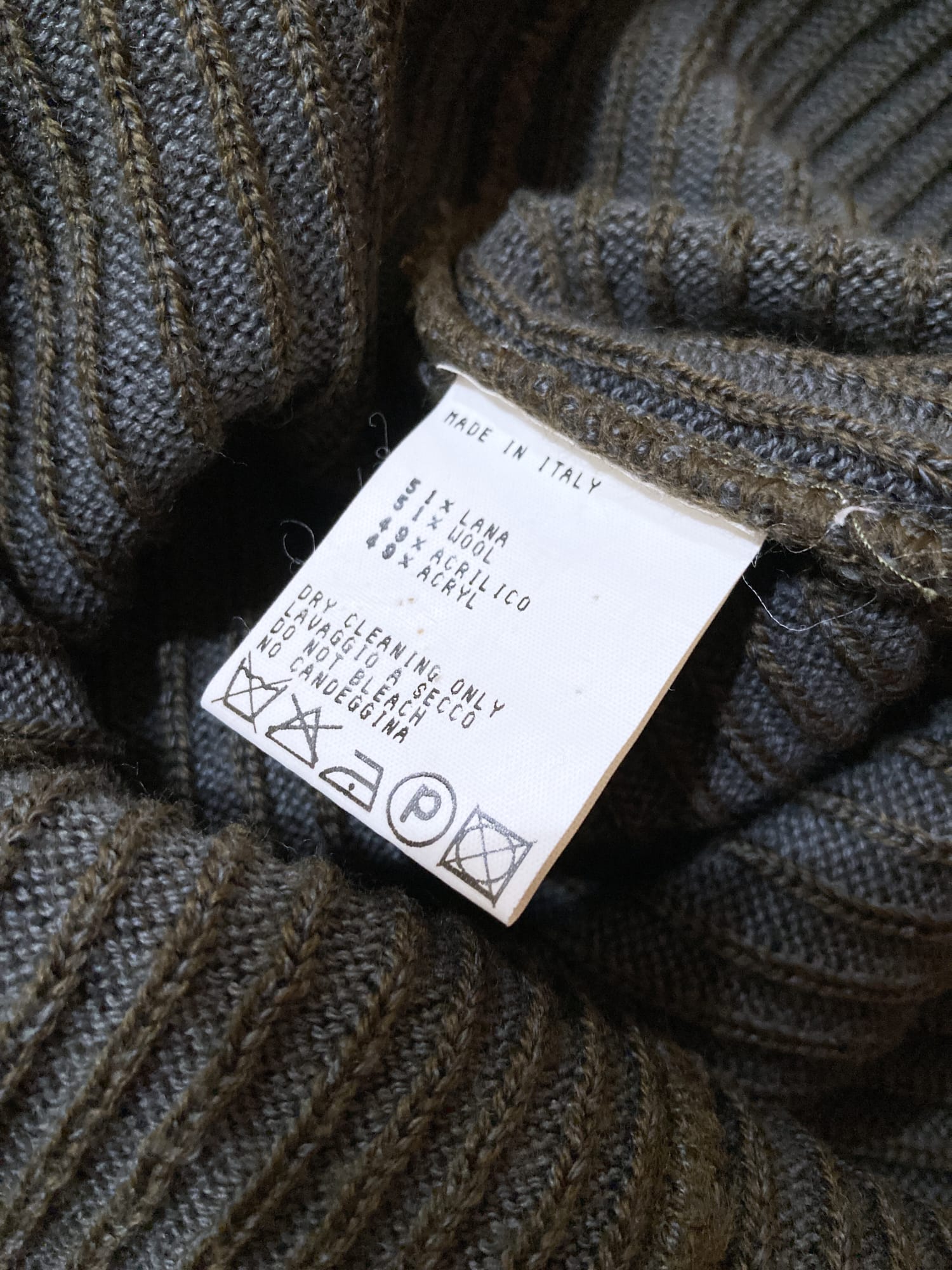 トップス 90s-00ps Dirk Bikkembergs Knit Sweater Dirk Bikkembergs 1990s 2000s khaki wool rib knit turtleneck