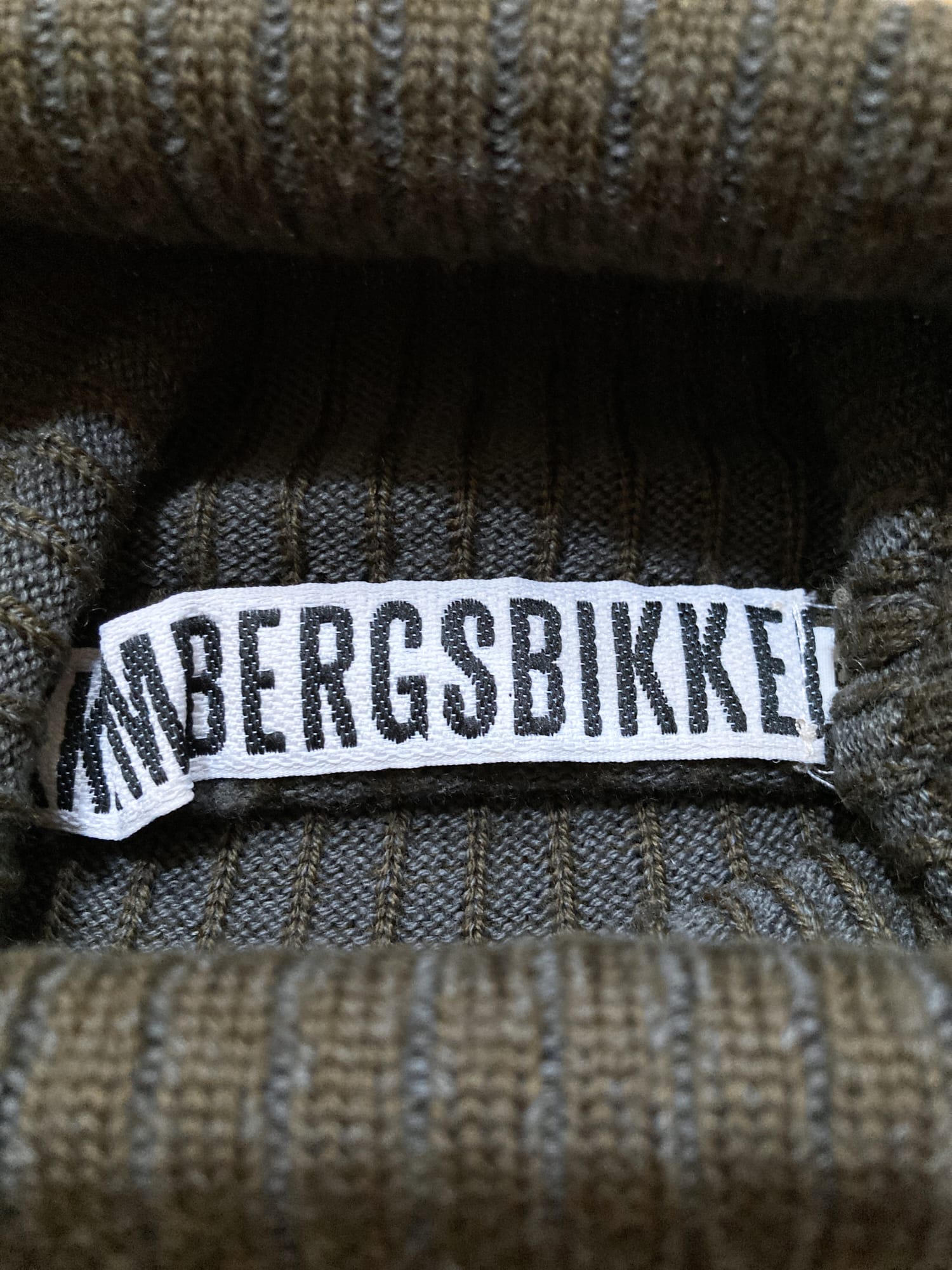 Dirk Bikkembergs 1990s 2000s khaki wool rib knit turtleneck - S XS