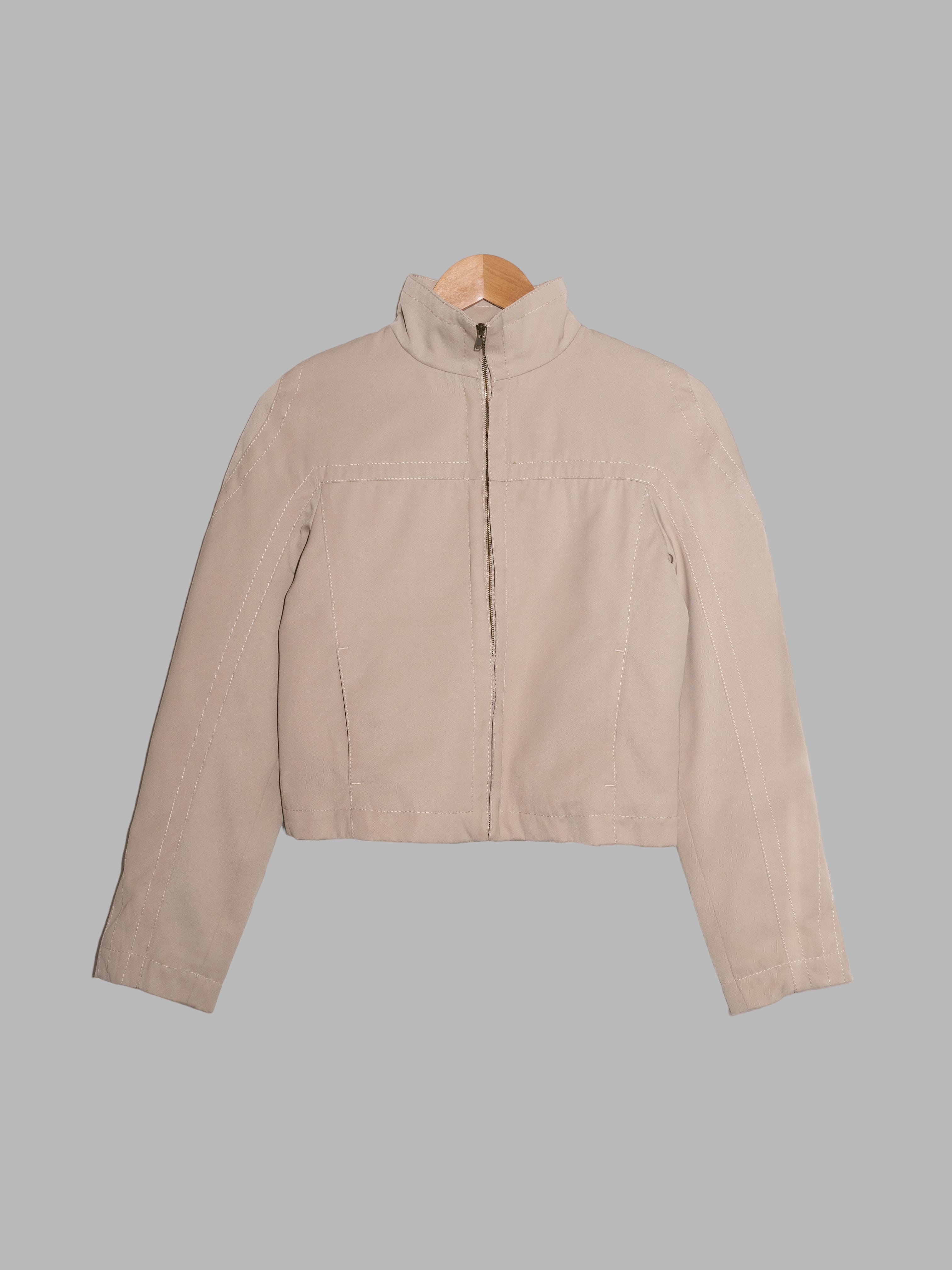 Dirk Bikkembergs 1990s 2000s beige paneled drill high neck zip