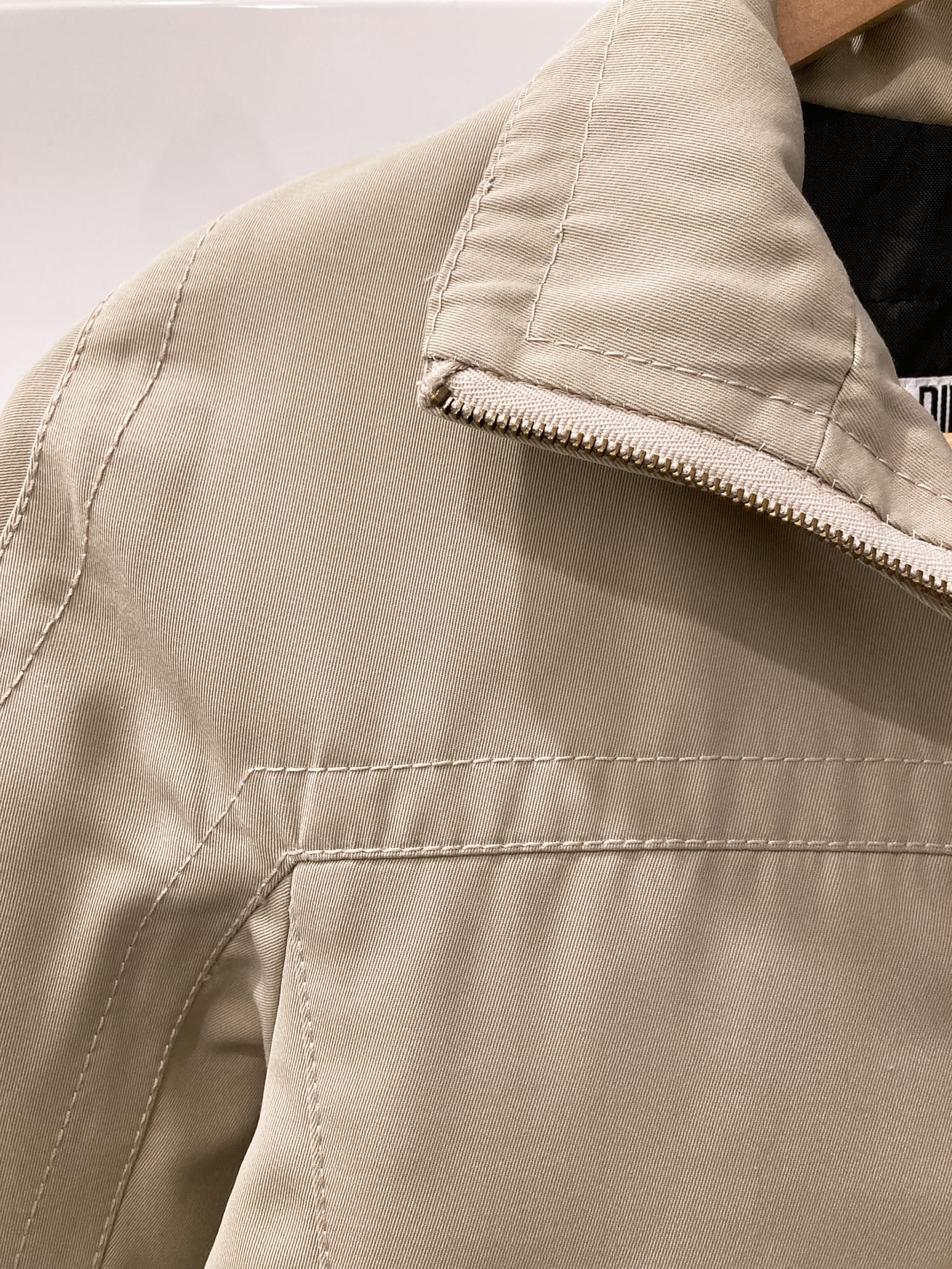 Dirk Bikkembergs 1990s 2000s beige paneled drill high neck zip