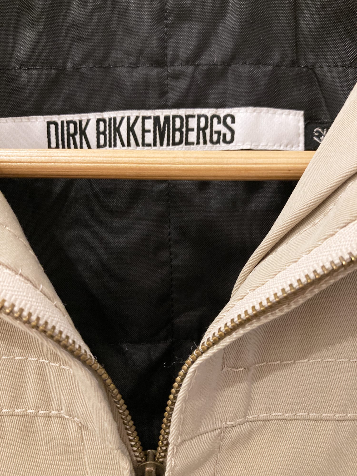 Dirk Bikkembergs 1990s 2000s beige paneled drill high neck zip jacket - size 42