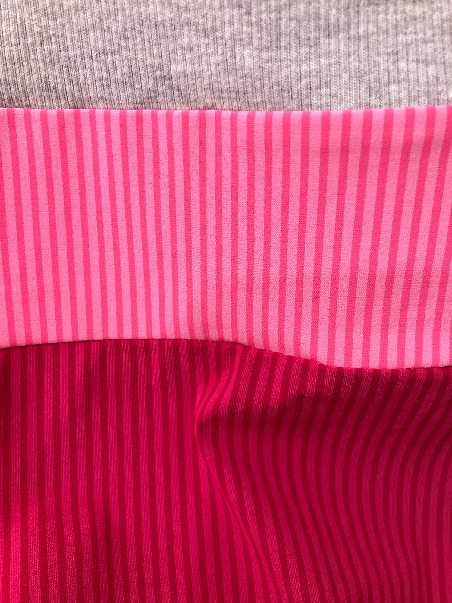 Dirk Bikkembergs grey marle rib knit tank top with striped pink panels