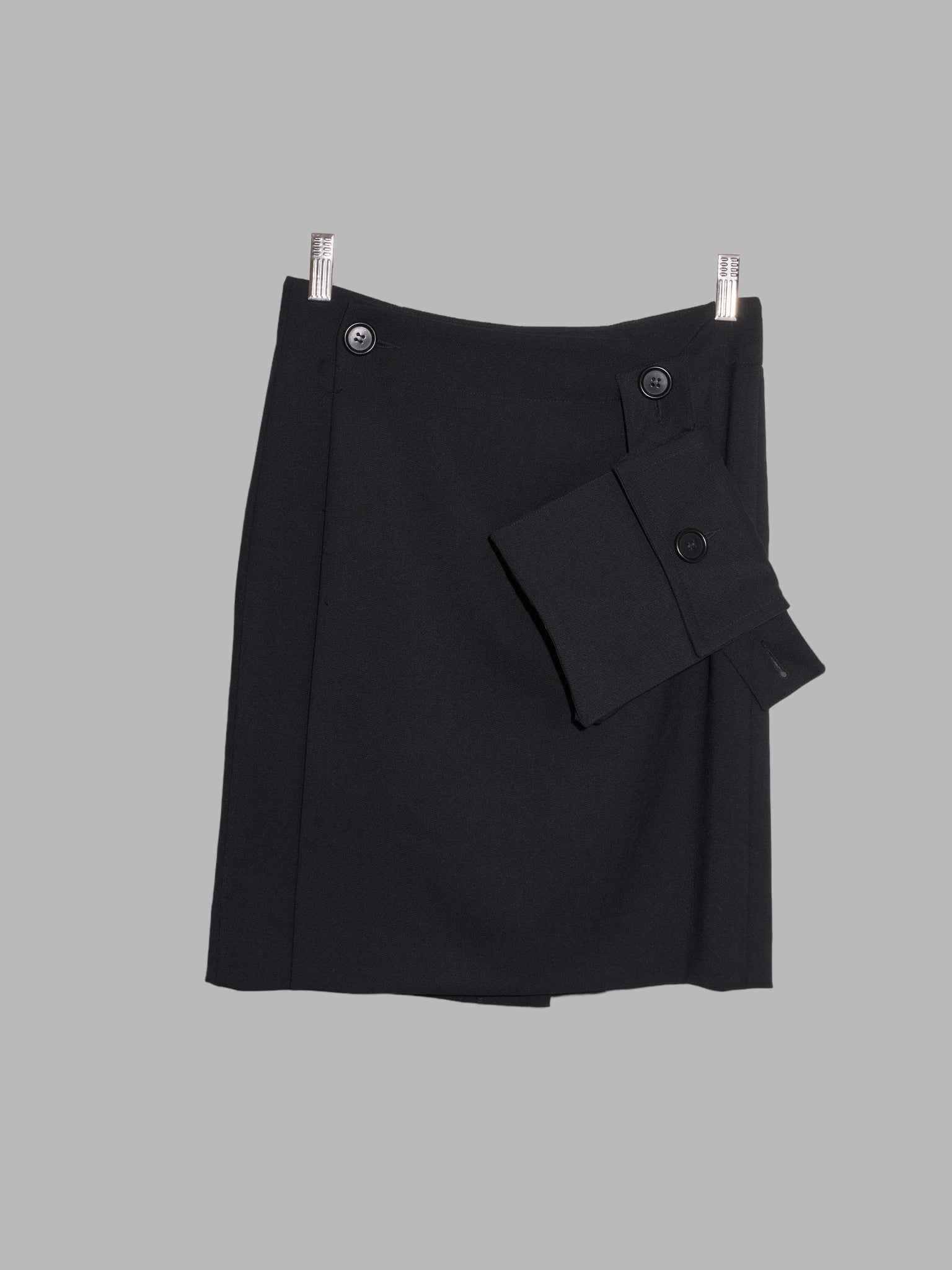 Dirk Bikkembergs winter 1998 black wool blend detachable side pocket skirt