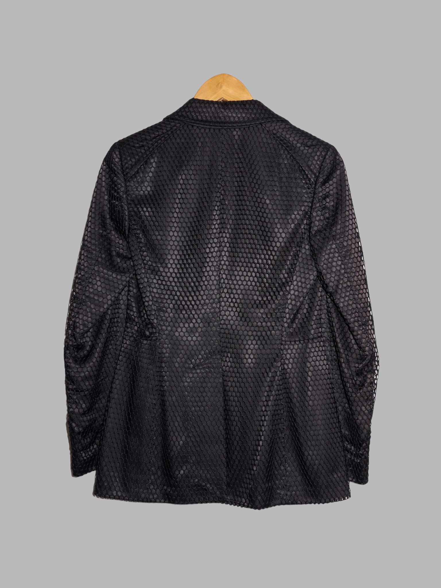 Dirk Bikkembergs spring 1996 black satin layered netting one button blazer