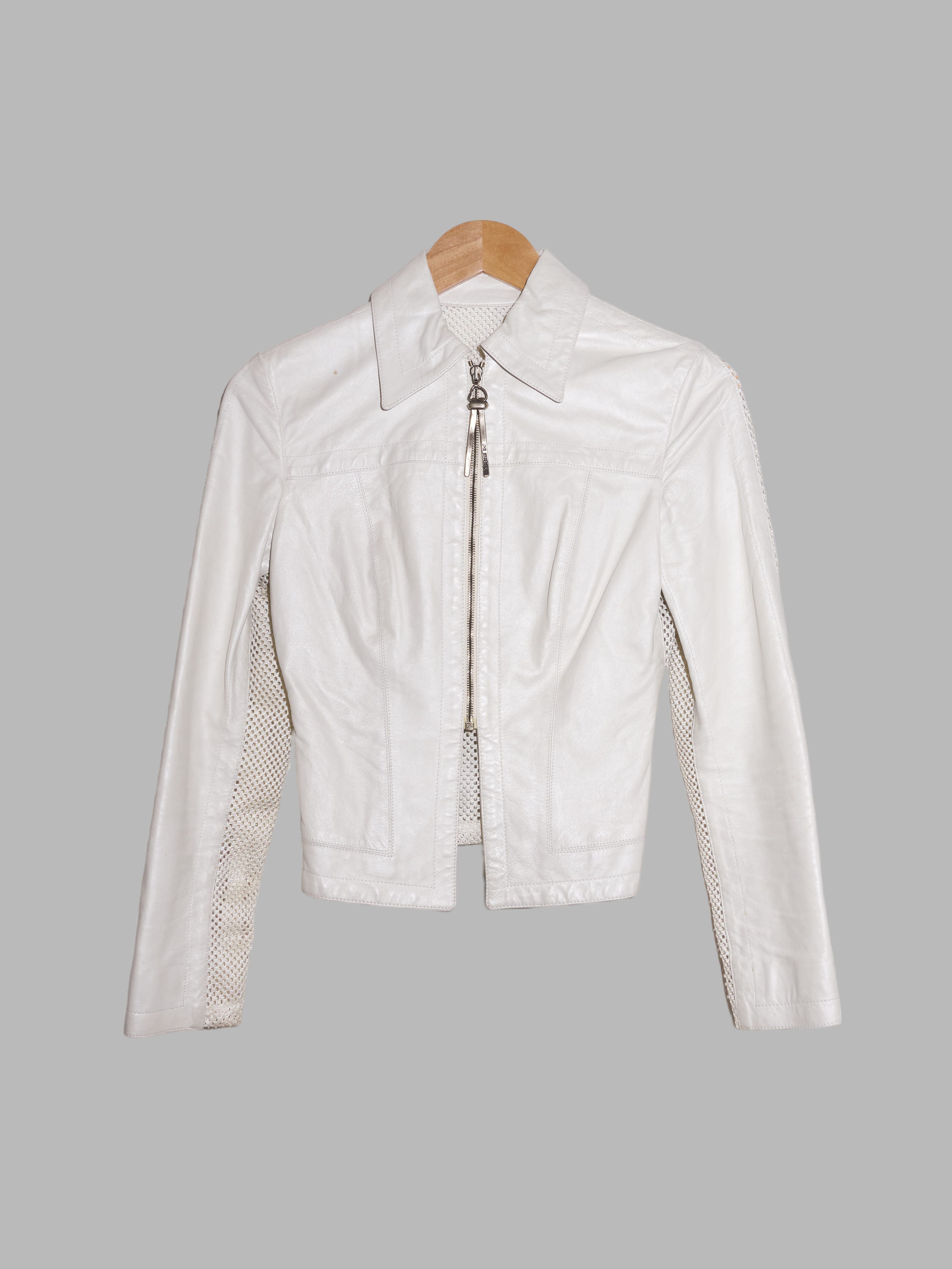 Dirk Bikkembergs spring 1996 white leather jacket with mesh