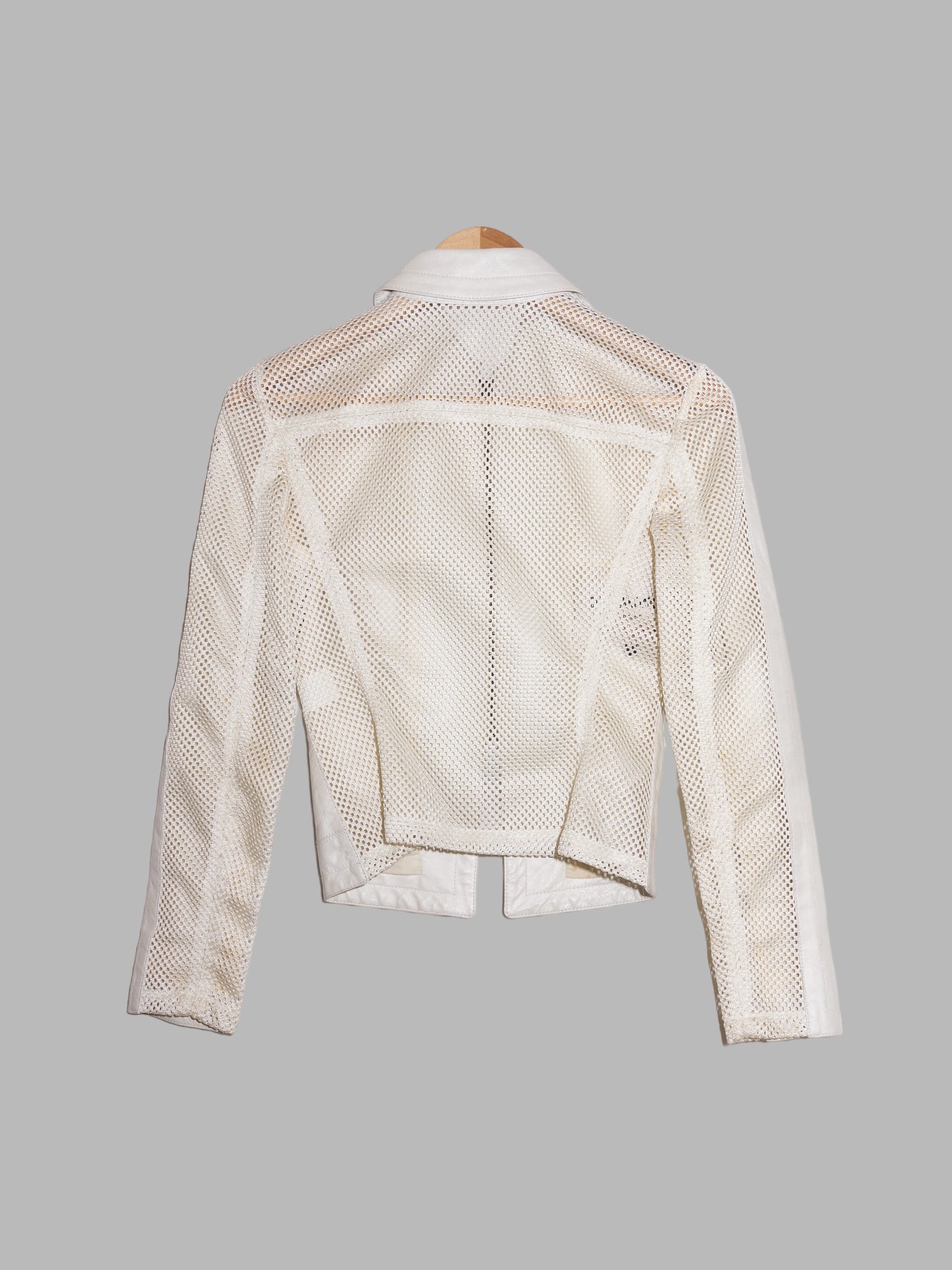 Dirk Bikkembergs spring 1996 white leather jacket with mesh back