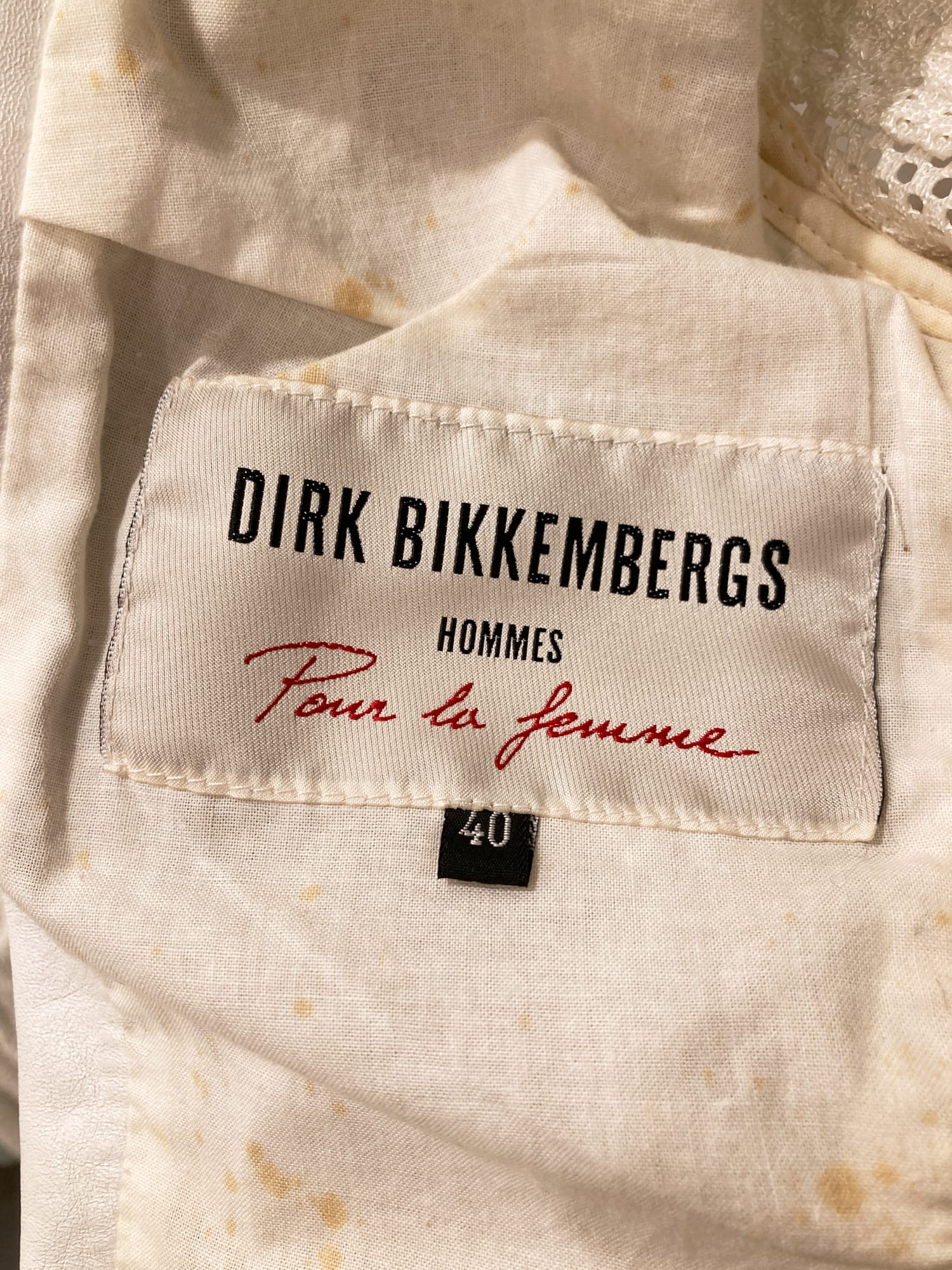 Dirk Bikkembergs spring 1996 white leather jacket with mesh