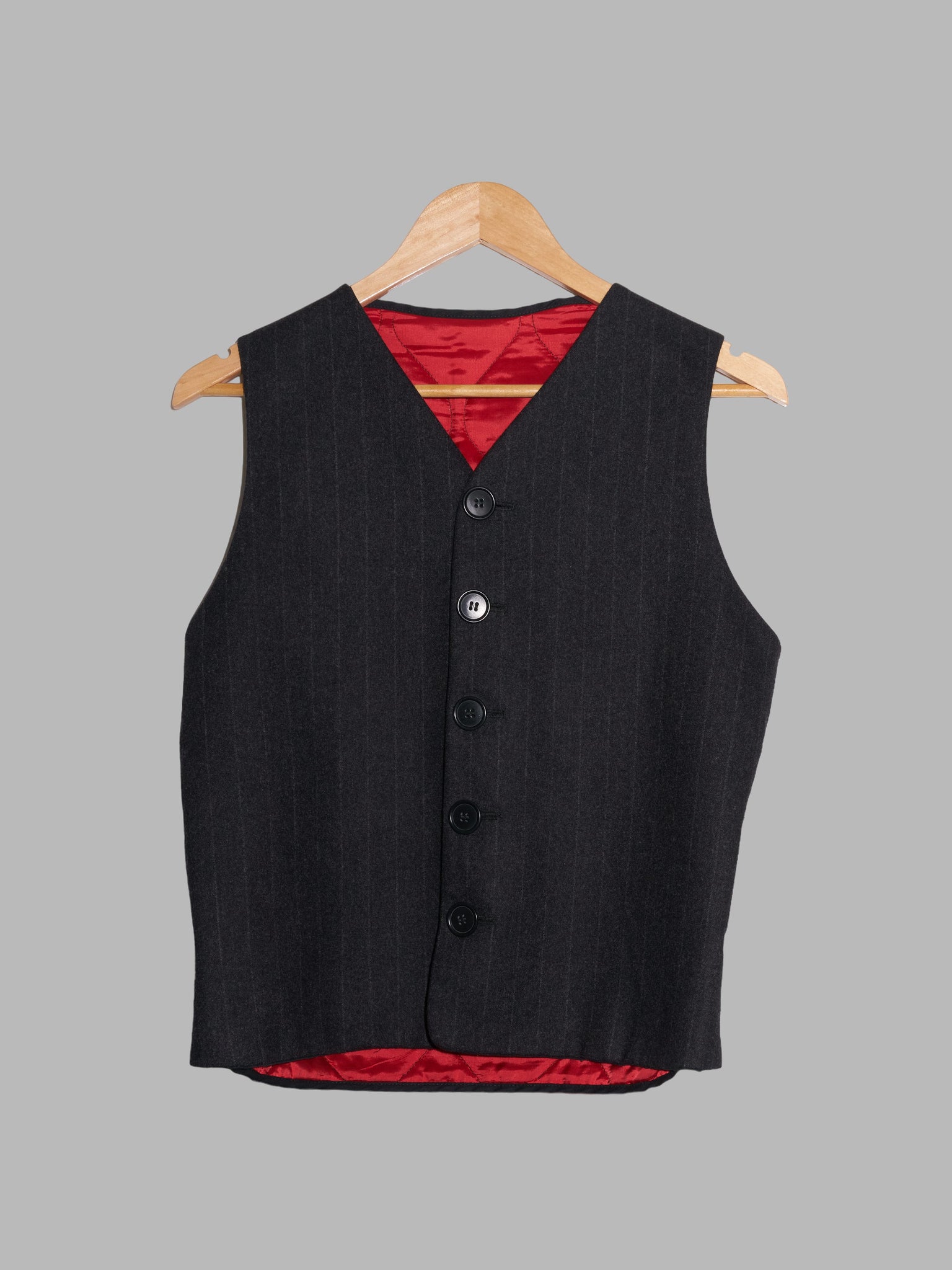 Dirk Bikkembergs 1990s quilted striped wool waistcoat with red reversible back