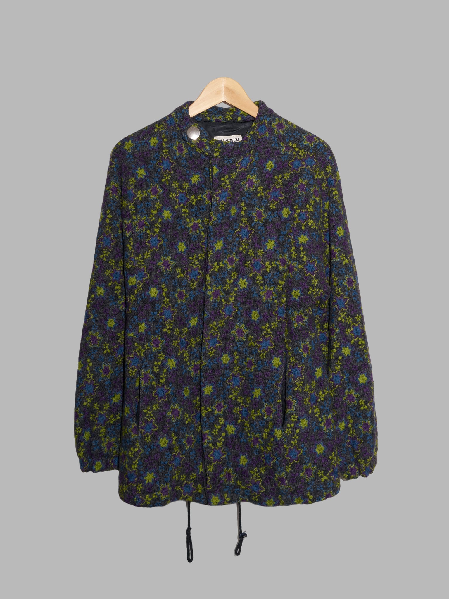 Dirk Bikkembergs winter 1996 grey wool knit floral embroidered jacket