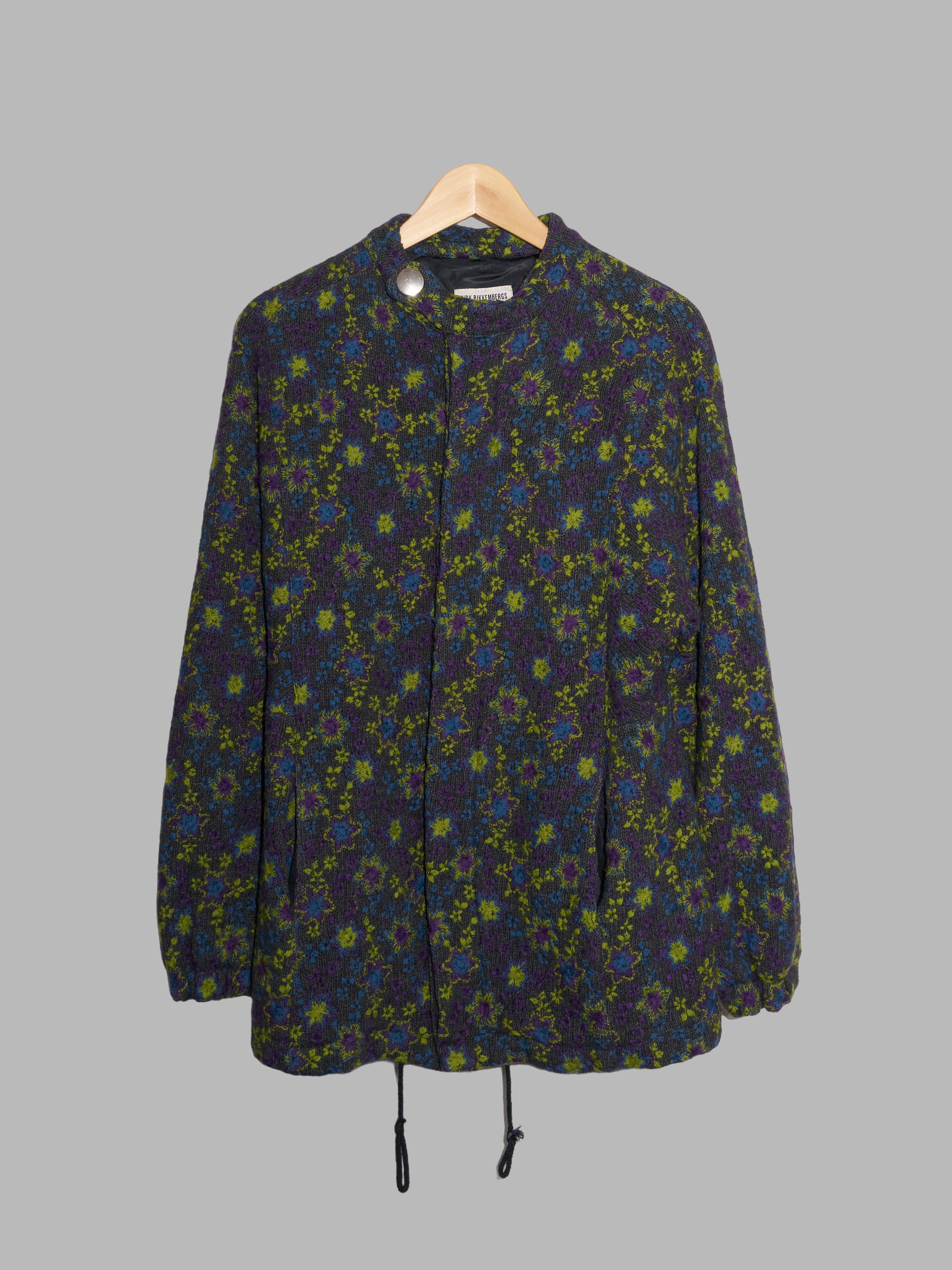 Dirk Bikkembergs winter 1996 grey wool knit floral embroidered 