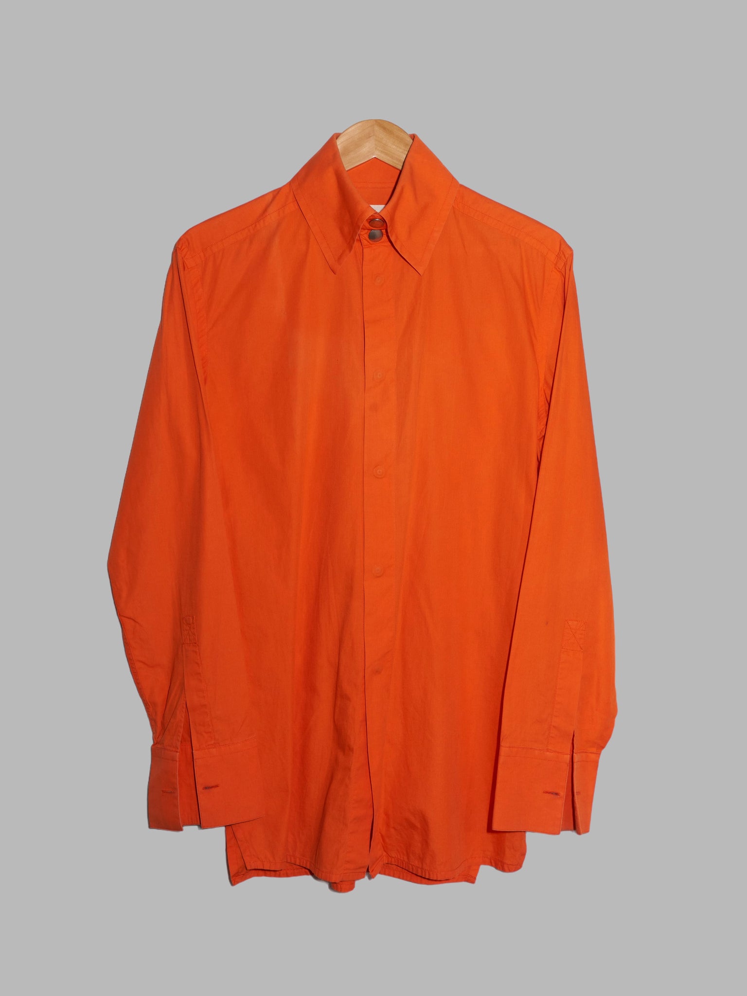 Dirk Bikkembergs Hommes 1990s orange cotton metal button shirt - M