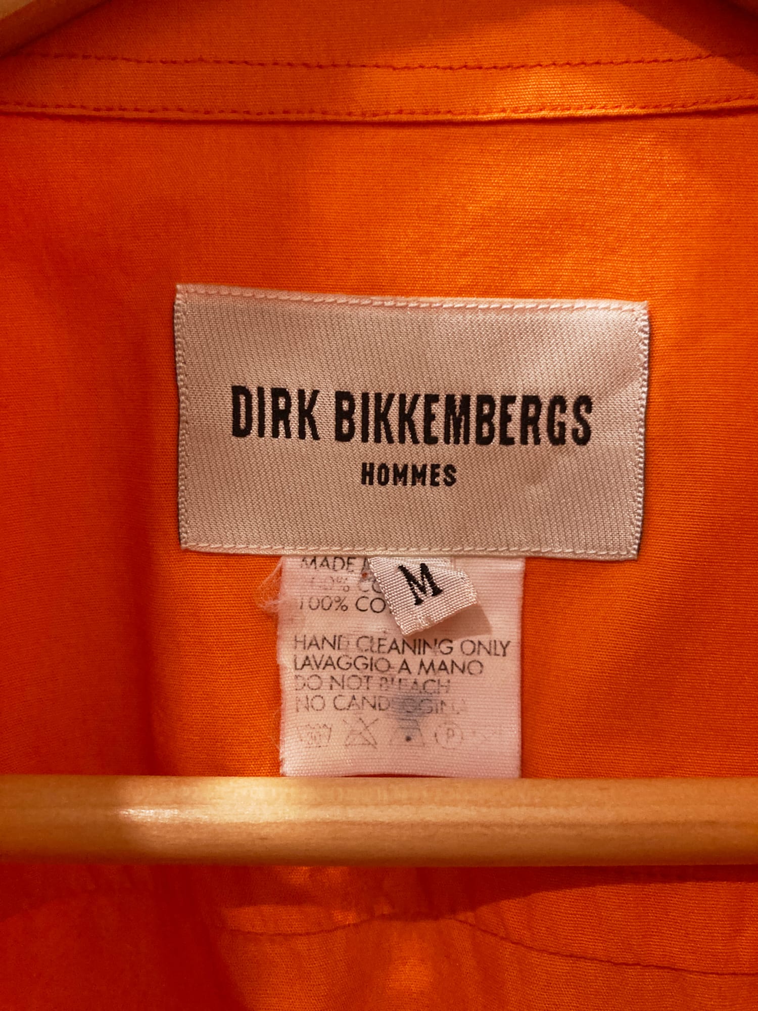 Dirk Bikkembergs Hommes 1990s orange cotton metal button shirt 
