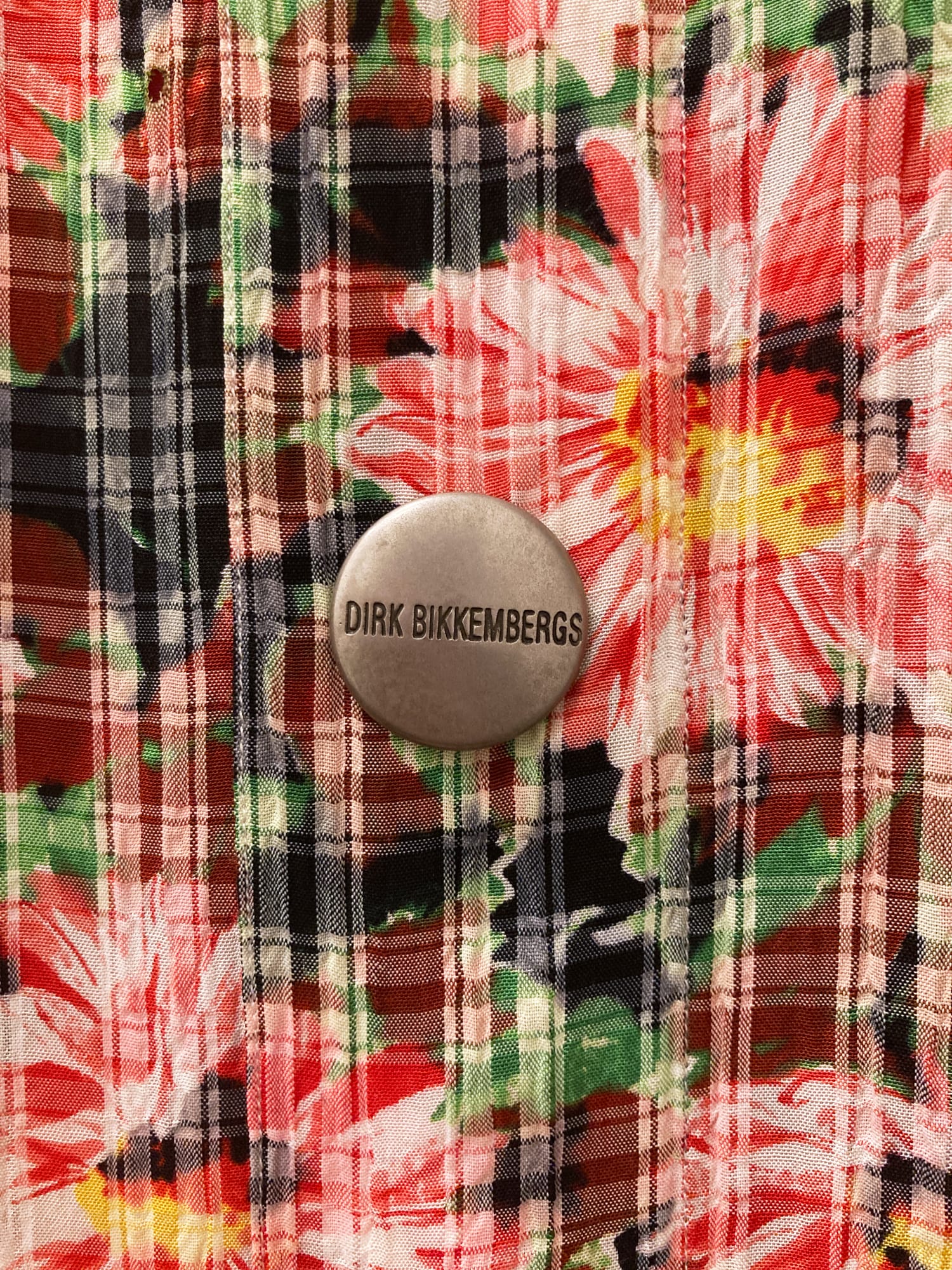 Dirk Bikkembergs Hommes spring 1995 red creased floral print shirt 