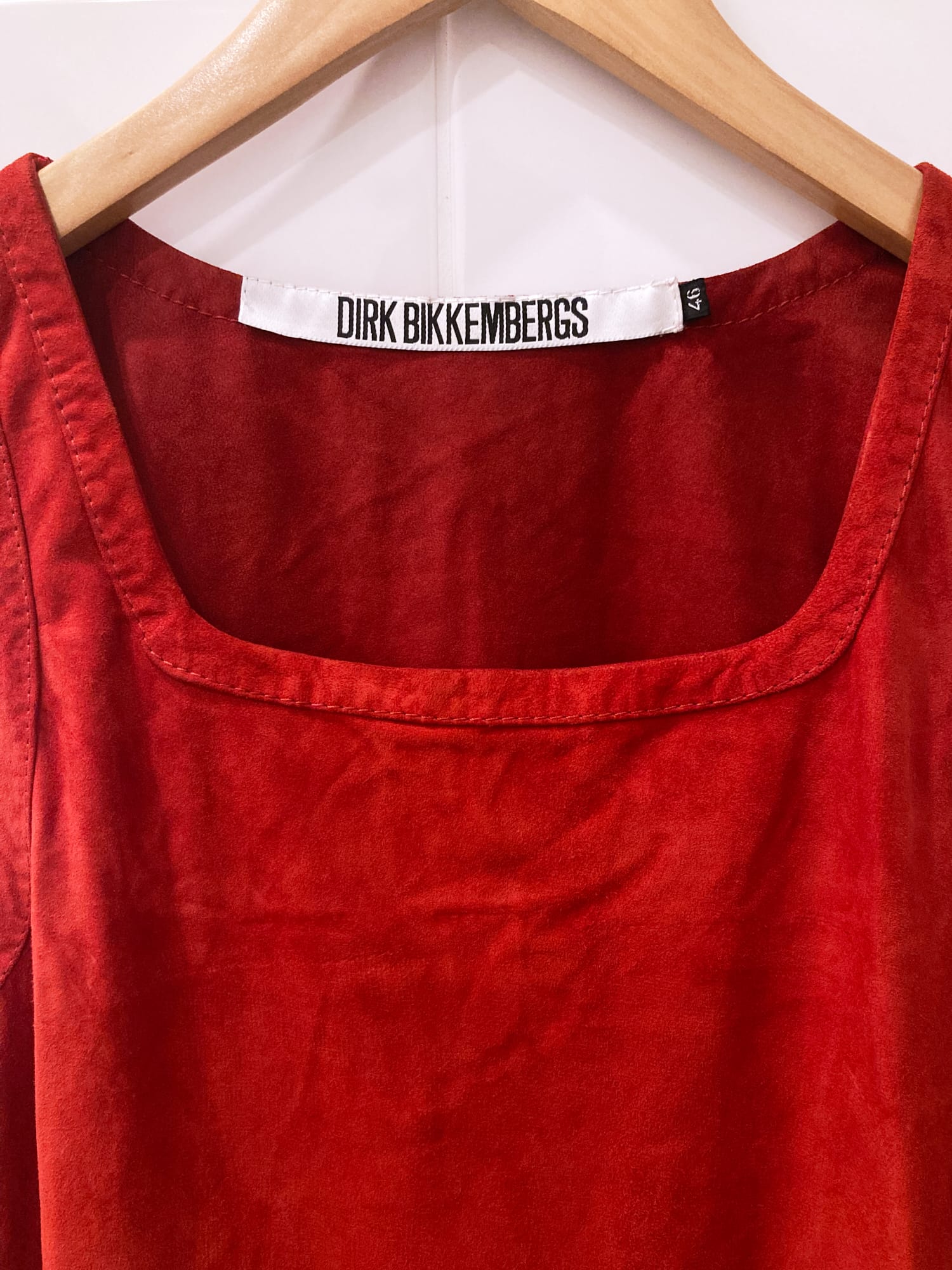 Dirk Bikkembergs 1990s 2000s red suede leather mini dress
