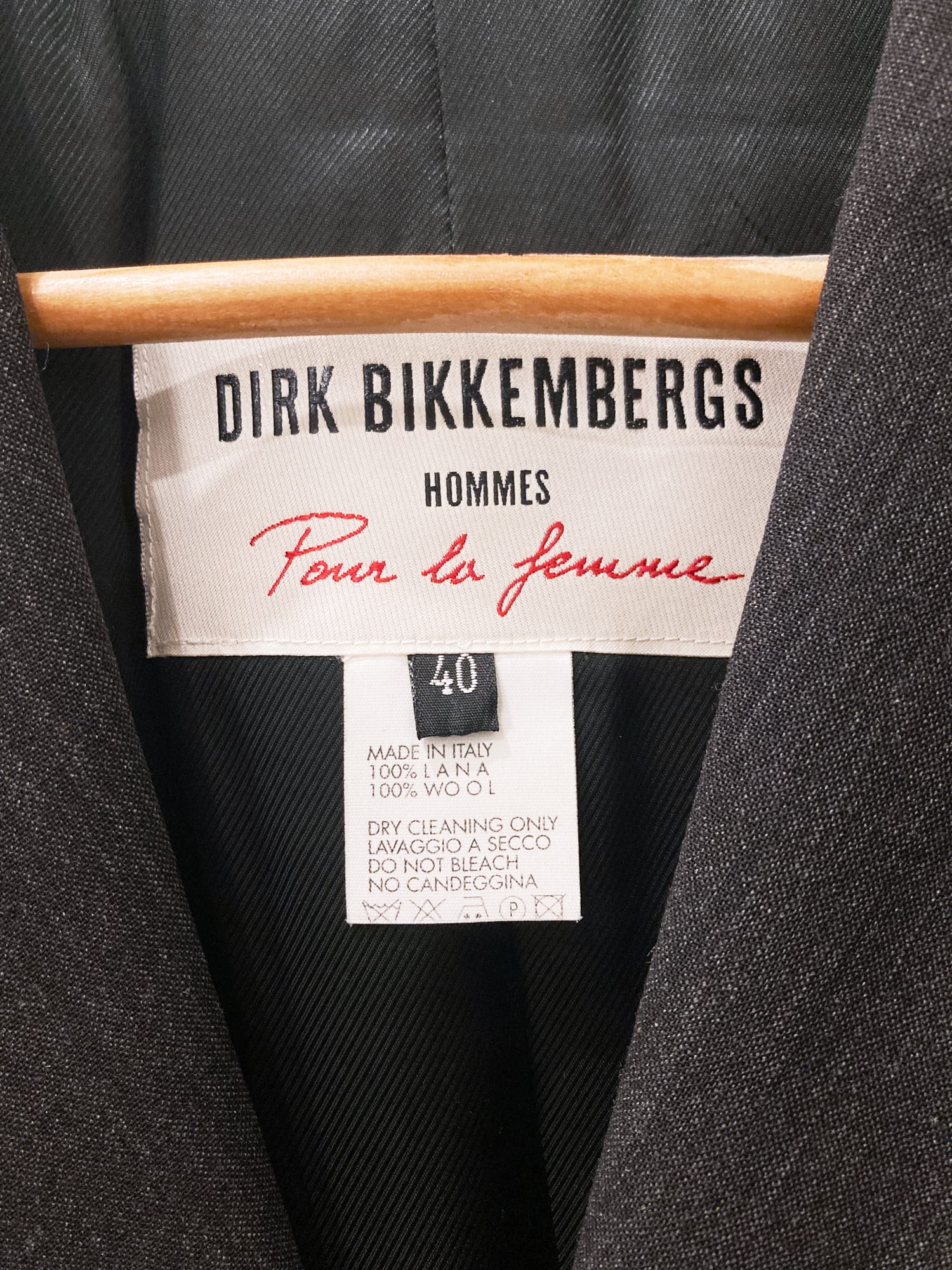Dirk Bikkembergs Hommes Pour La Femme 1990s dark grey paneled wool blazer