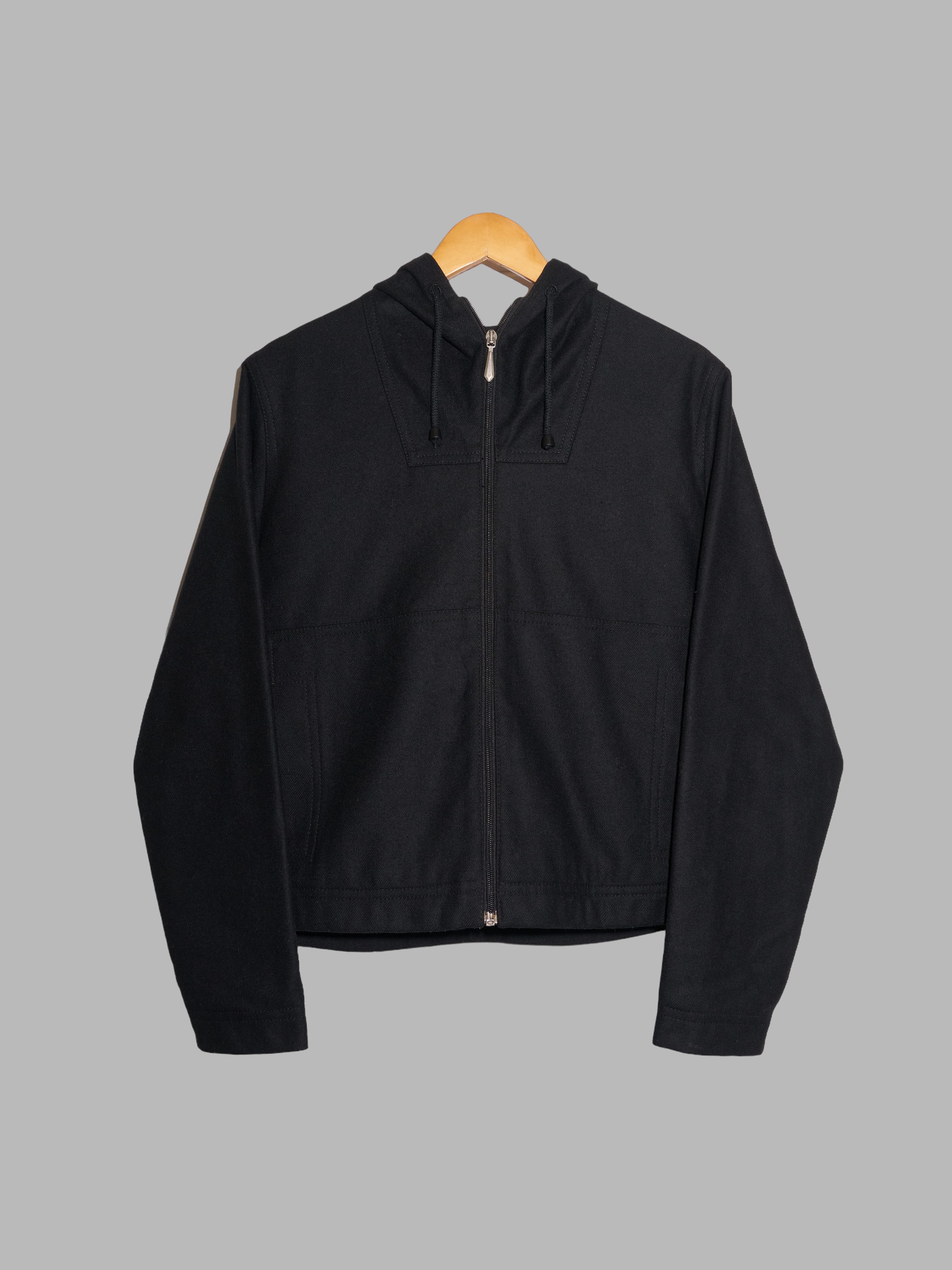Dirk Bikkembergs 1990s 2000s quilted black wool hooded jacket
