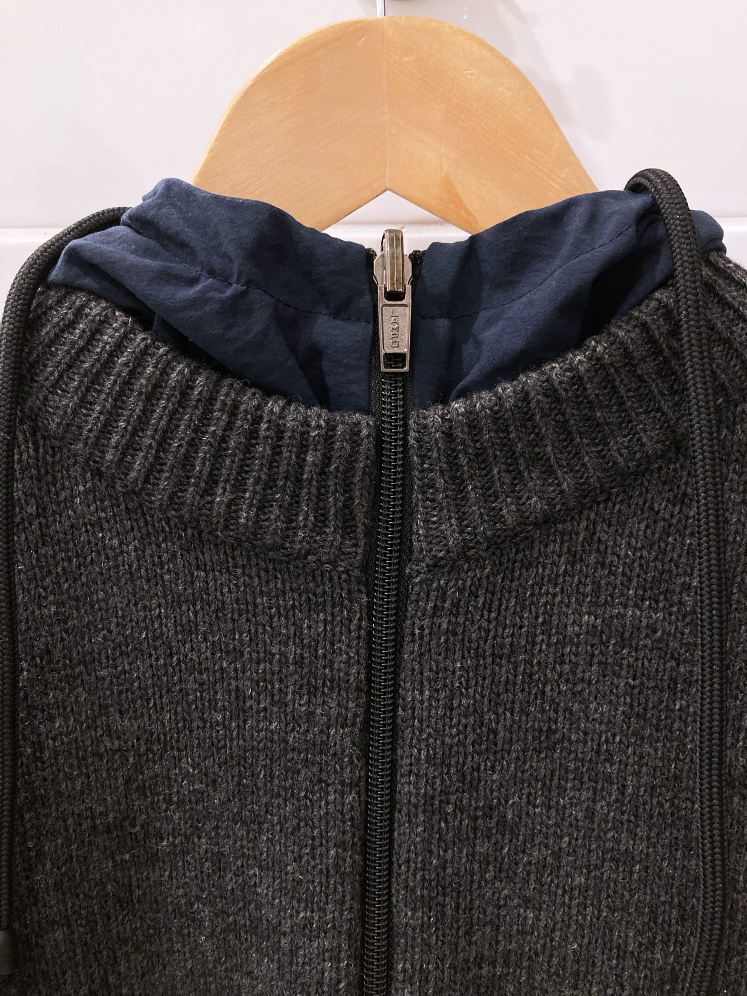 Dirk Bikkembergs 1990s 2000s grey wool layered knit hooded jacket - M