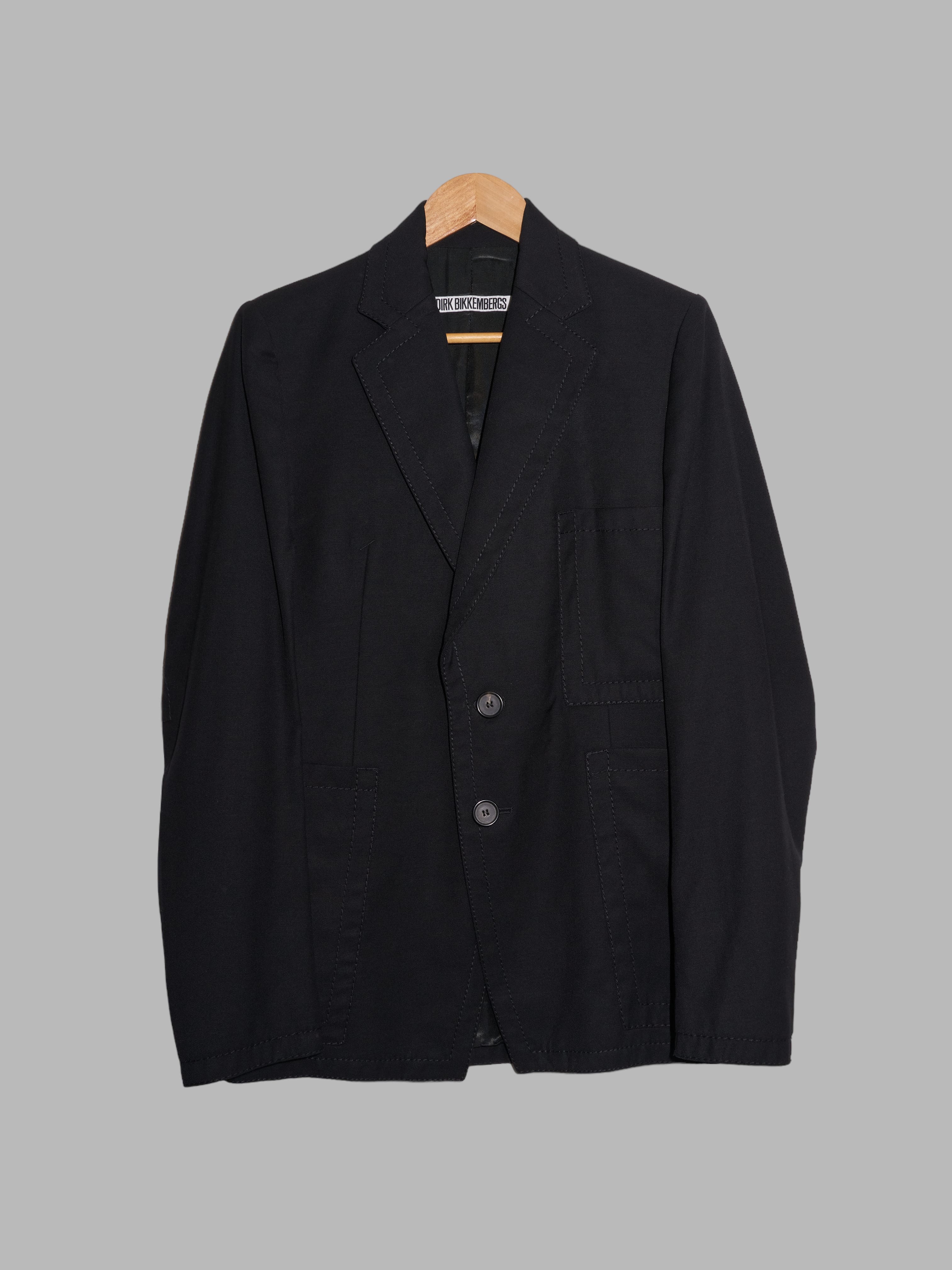 Dirk Bikkembergs 1990s 2000s black wool topstitched two button 