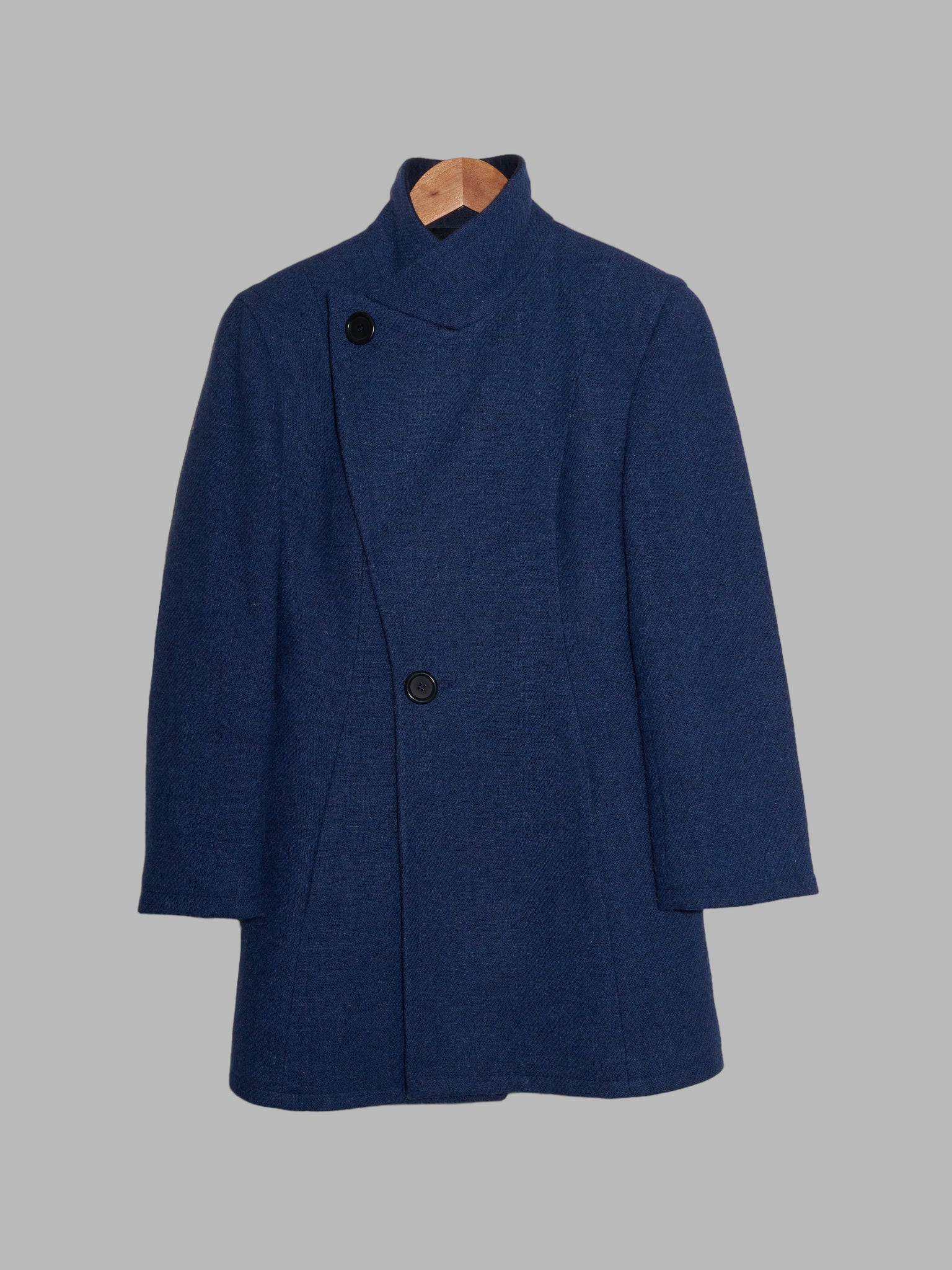 Dirk Bikkembergs 1990s blue wool tweed peak lapel short coat