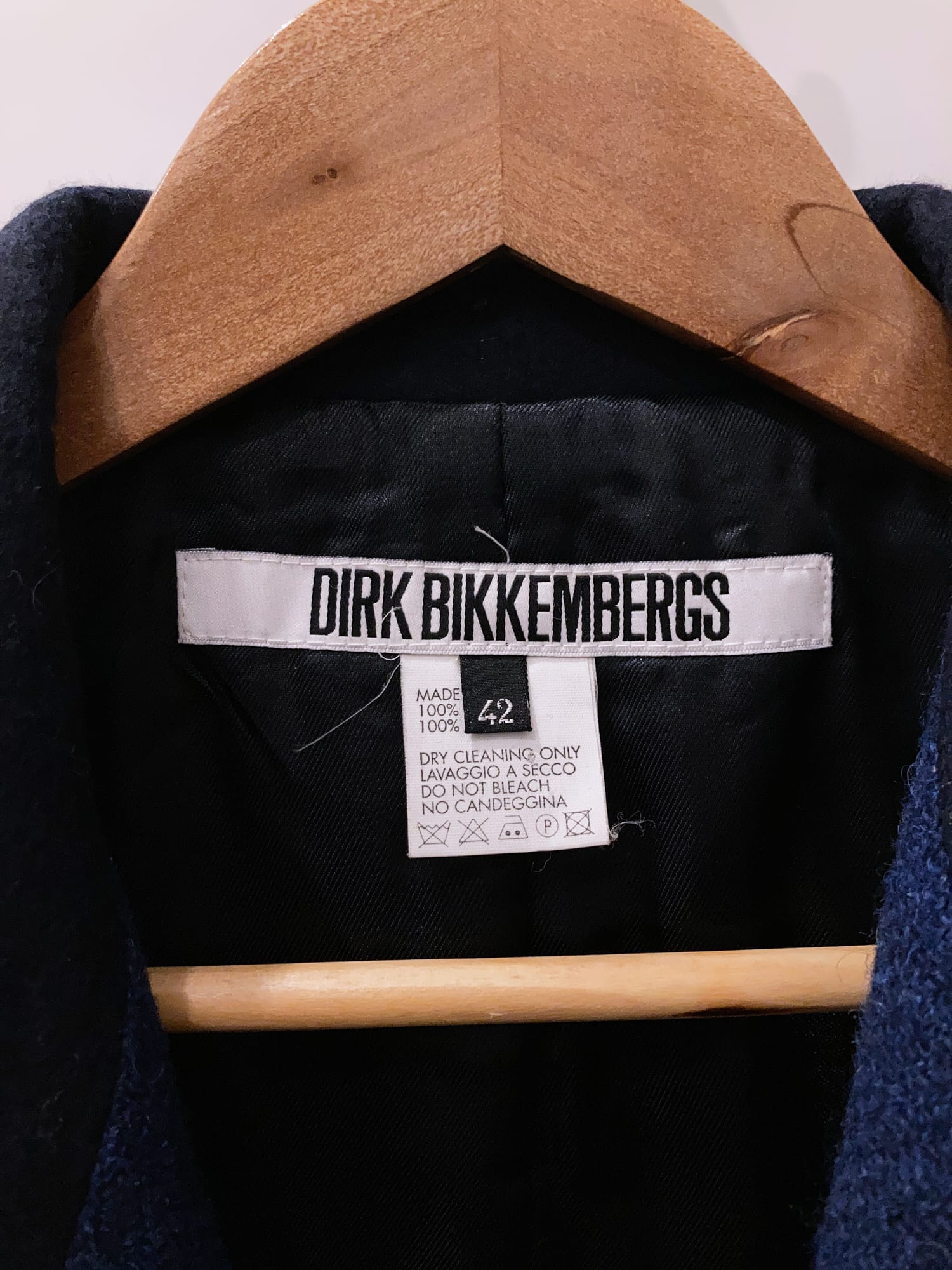 Dirk Bikkembergs 1990s blue wool tweed peak lapel short coat 