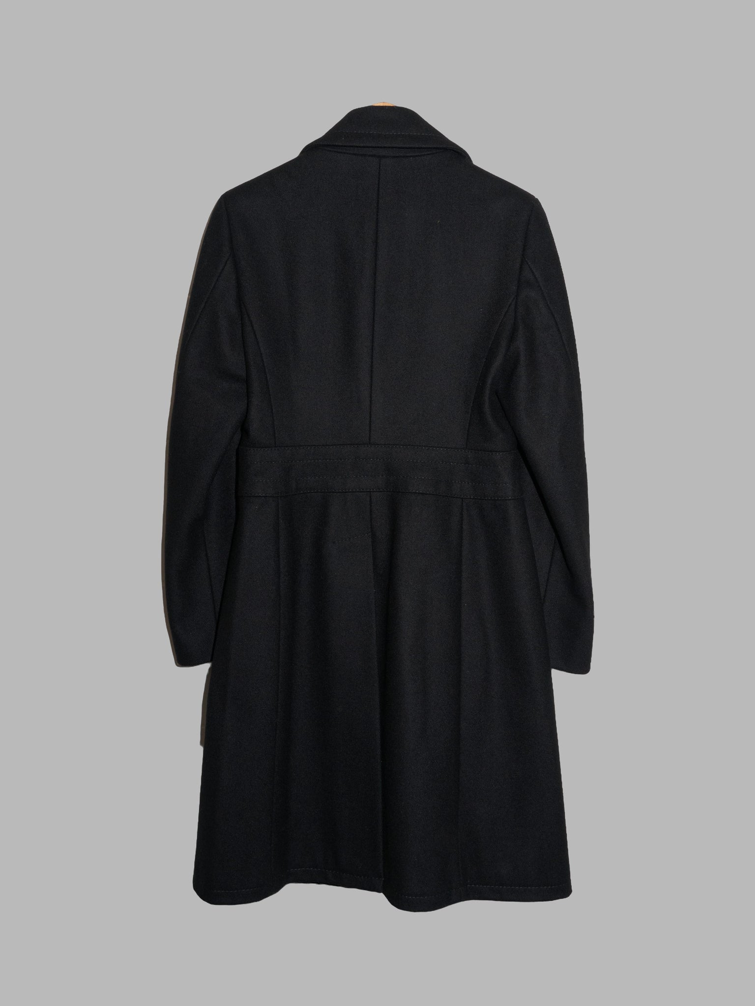 Dirk Bikkembergs 1990s black wool melton large peak lapel coat - size 40