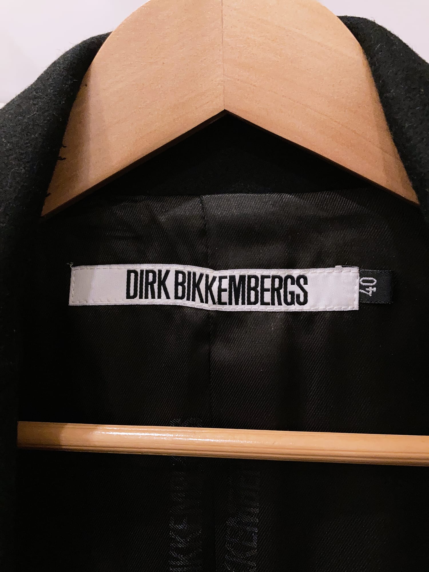 Dirk Bikkembergs 1990s black wool melton large peak lapel coat