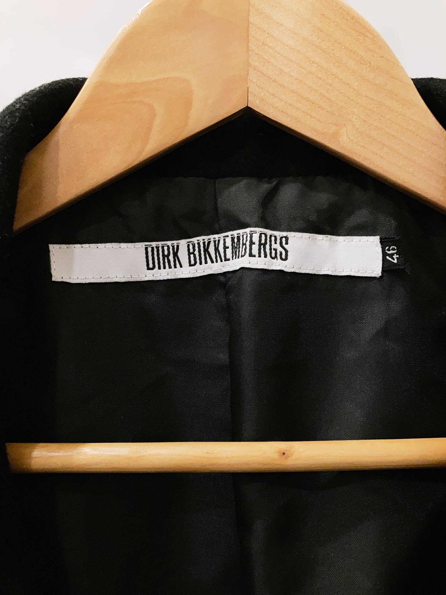 Dirk Bikkembergs 1990s black wool melton exaggerated lapel coat