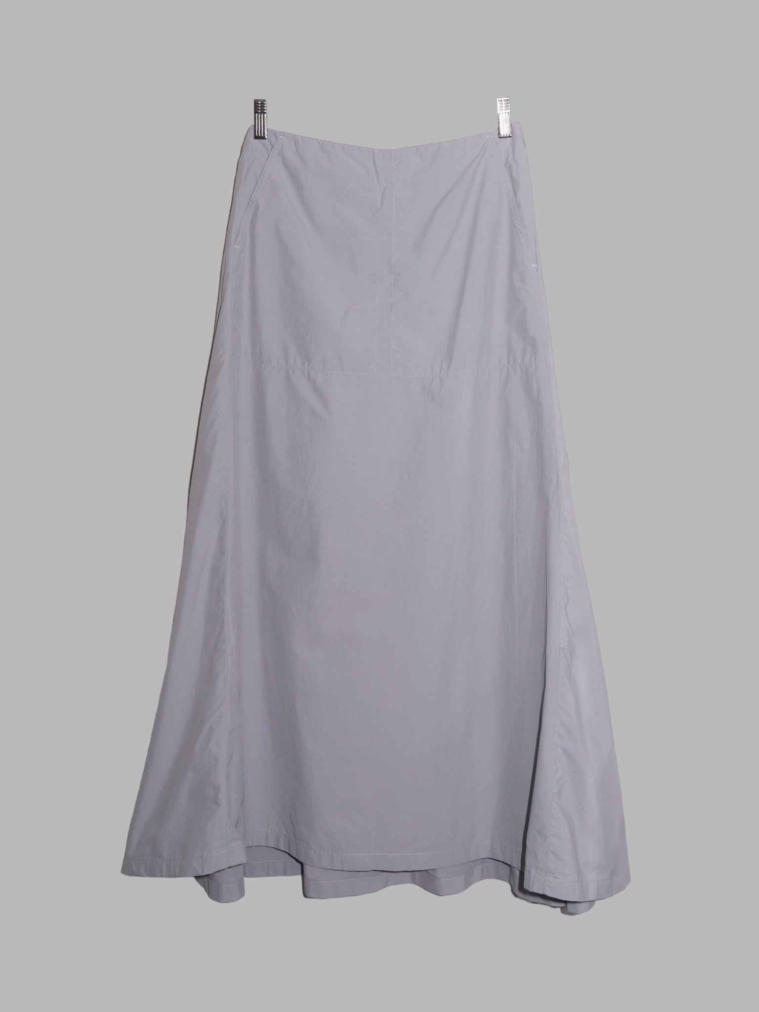 Dirk Bikkembergs 1990s 2000s grey nylon flared maxi skirt - size 40