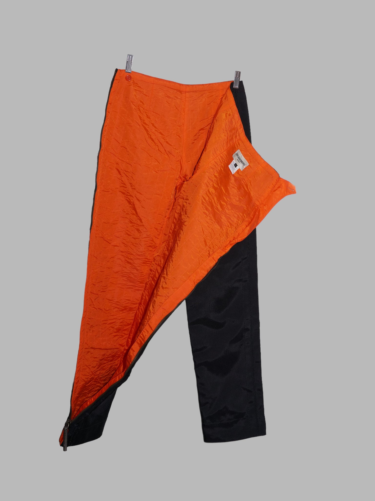 Dirk Bikkembergs Hommes 1990s black ballistic nylon quilted side zip trousers