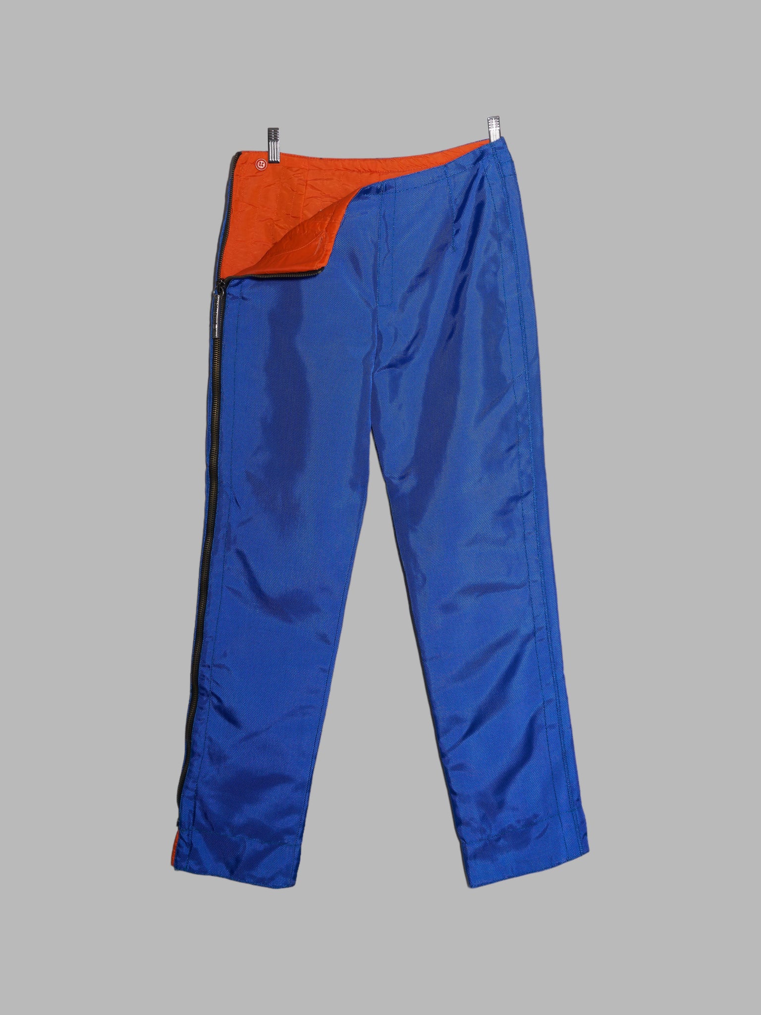 Dirk Bikkembergs Hommes 1990s electric blue ballistic nylon quilted side zip trousers