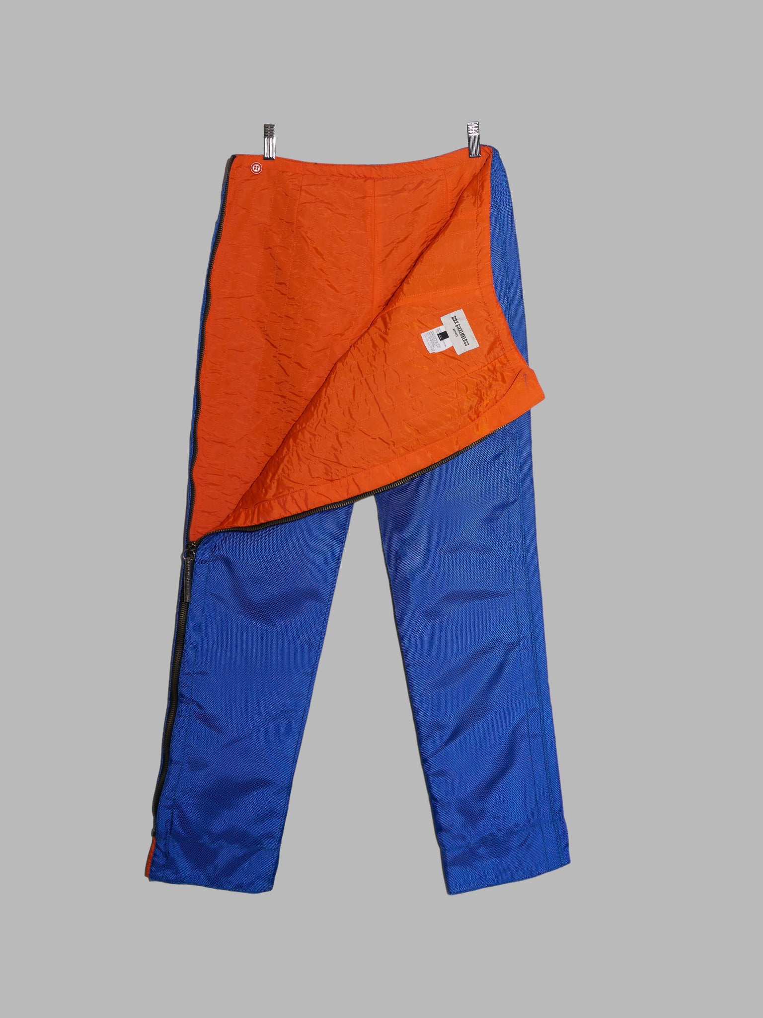 Dirk Bikkembergs Hommes 1990s electric blue ballistic nylon quilted side zip trousers