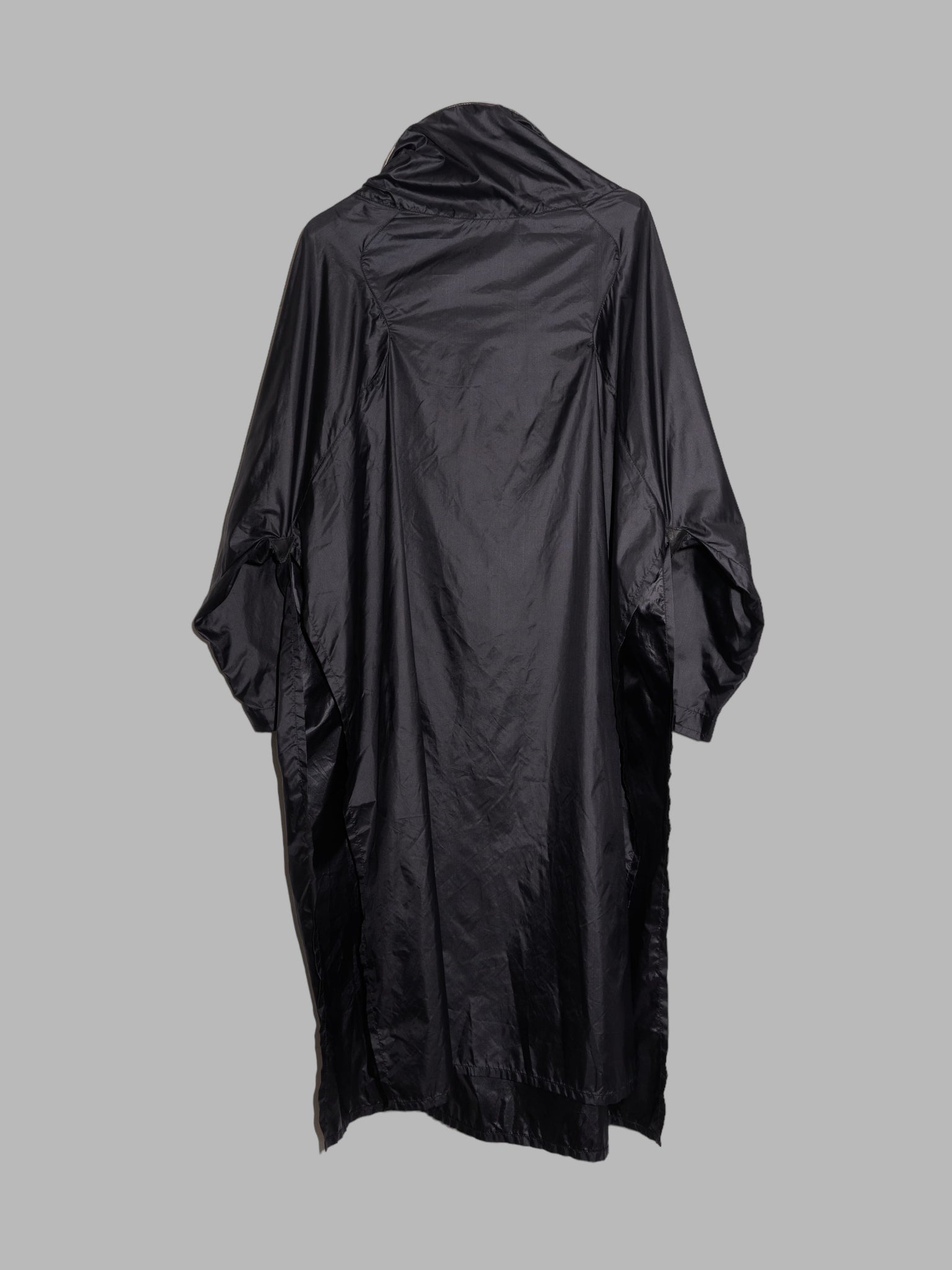 Dirk Bikkembergs 2000 dark grey nylon poncho coat with plastic neck ring