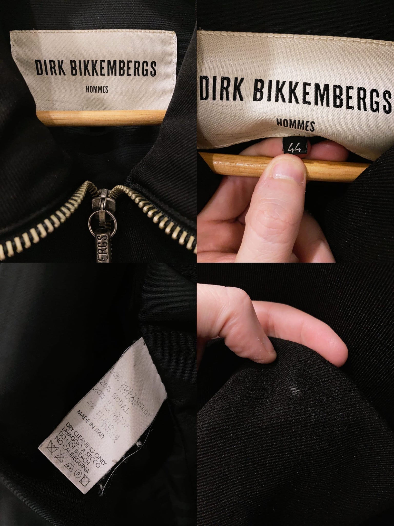 Dirk Bikkembergs Hommes winter 1996 black nylon pillow neck bomber jacket - sz 44