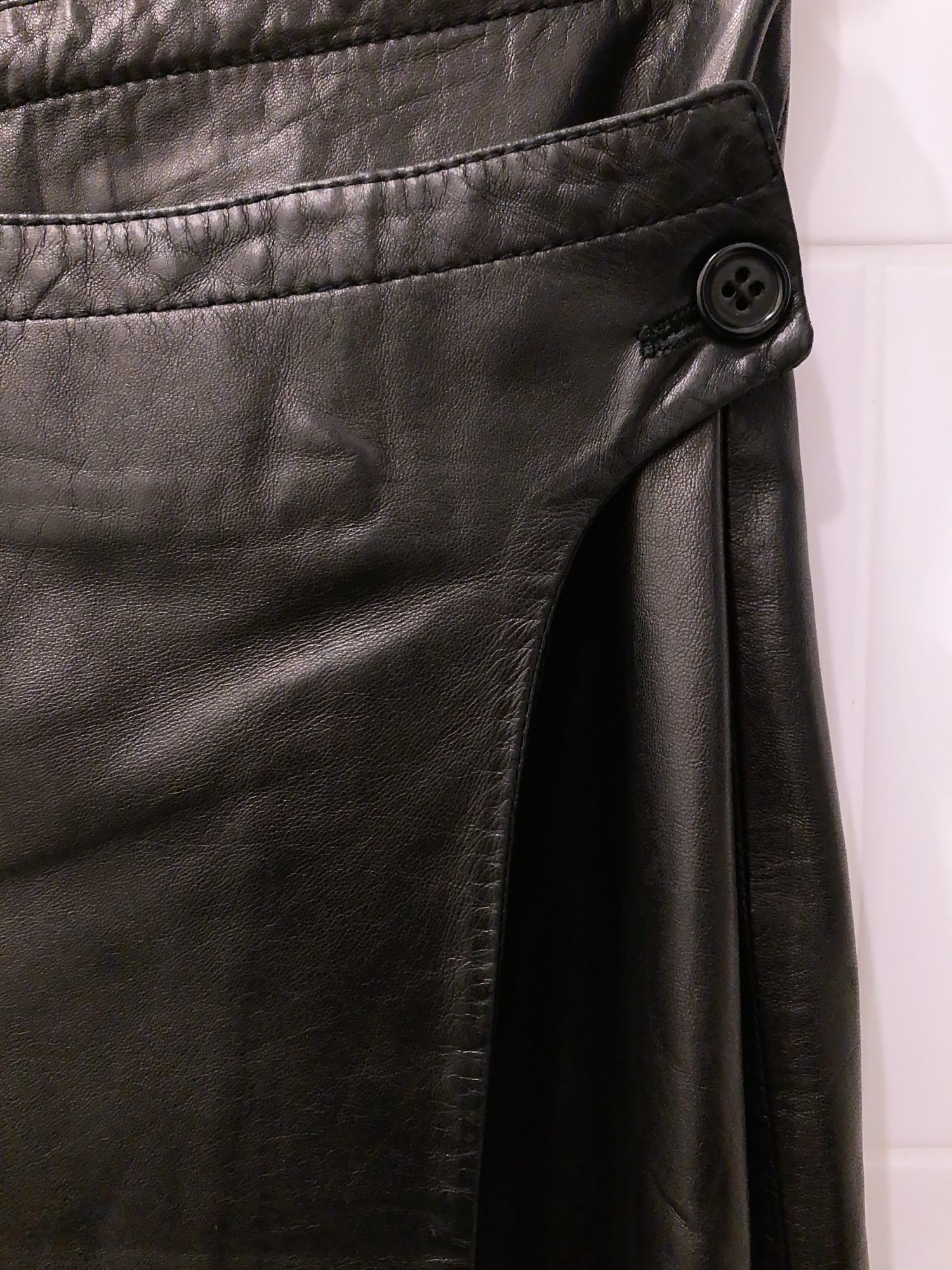Dirk Bikkembergs 1990s 2000s black leather wrap skirt – Filter store