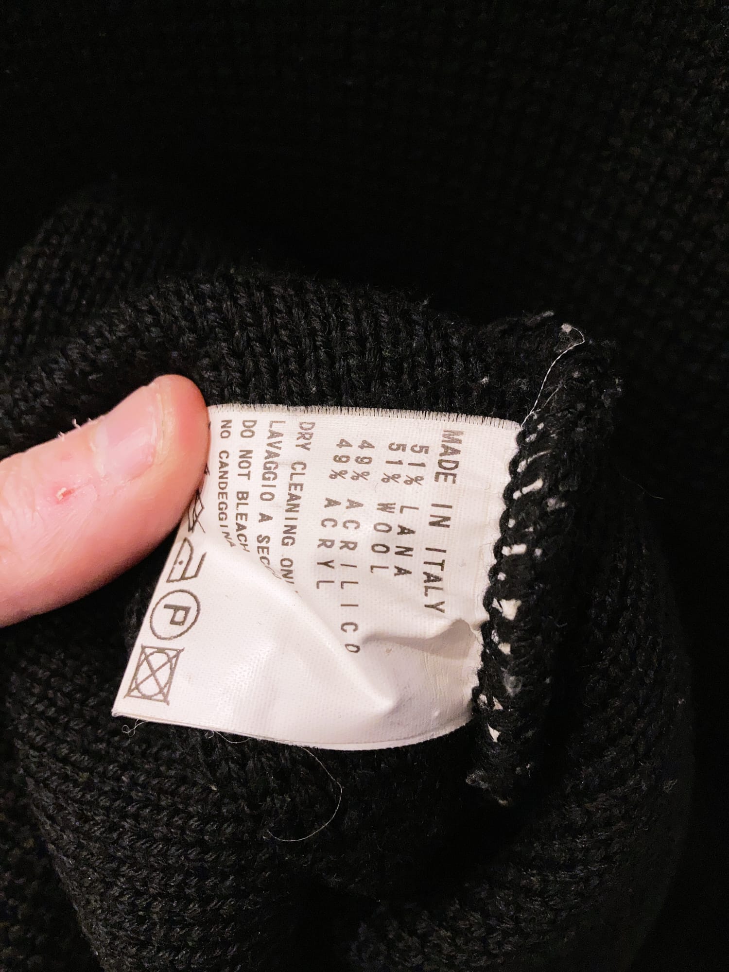 Dirk Bikkembergs 1990s 2000s black wool back pocket mock neck