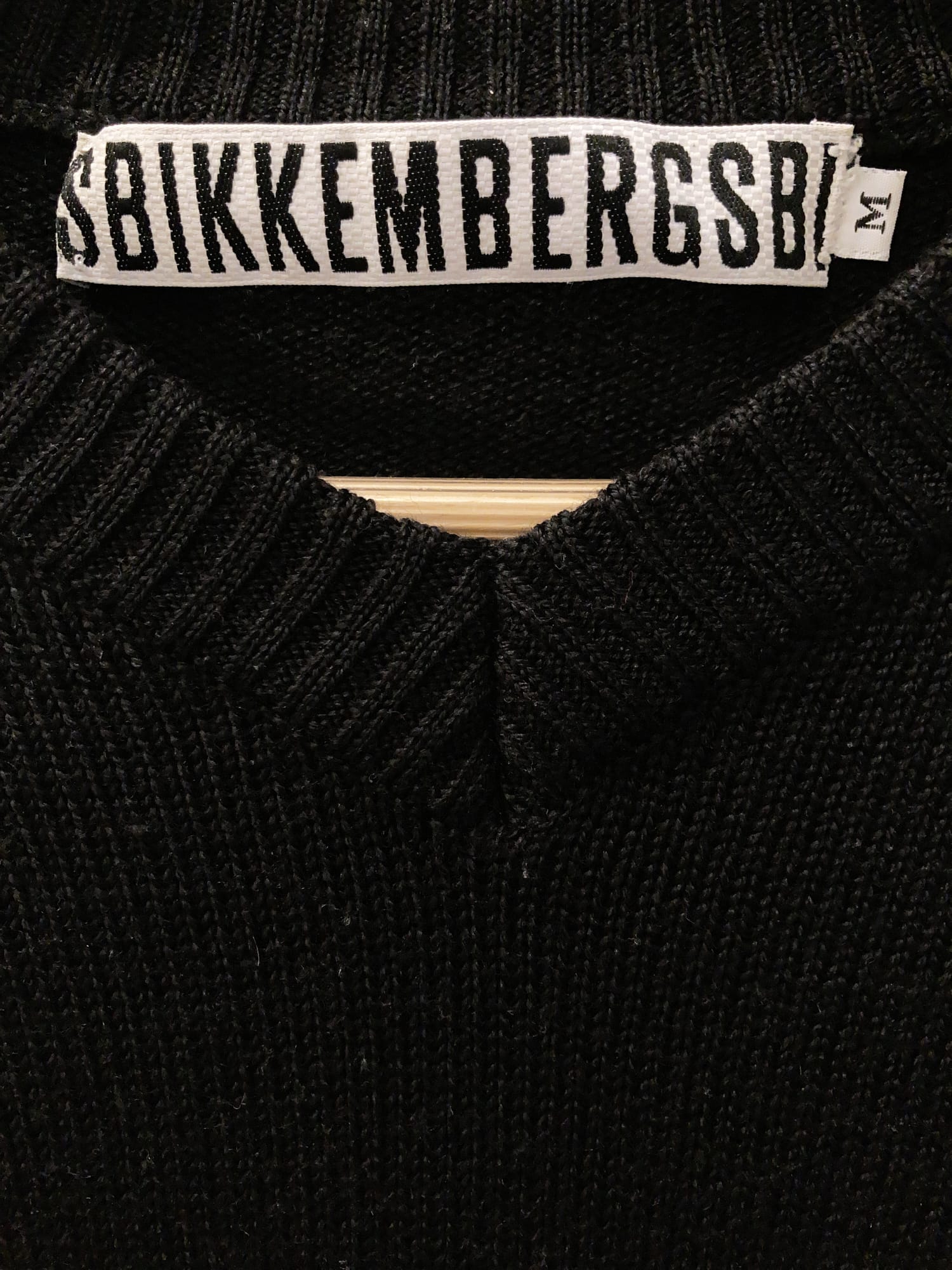 Dirk Bikkembergs black wool v-neck jumper with fake waist tabs - M