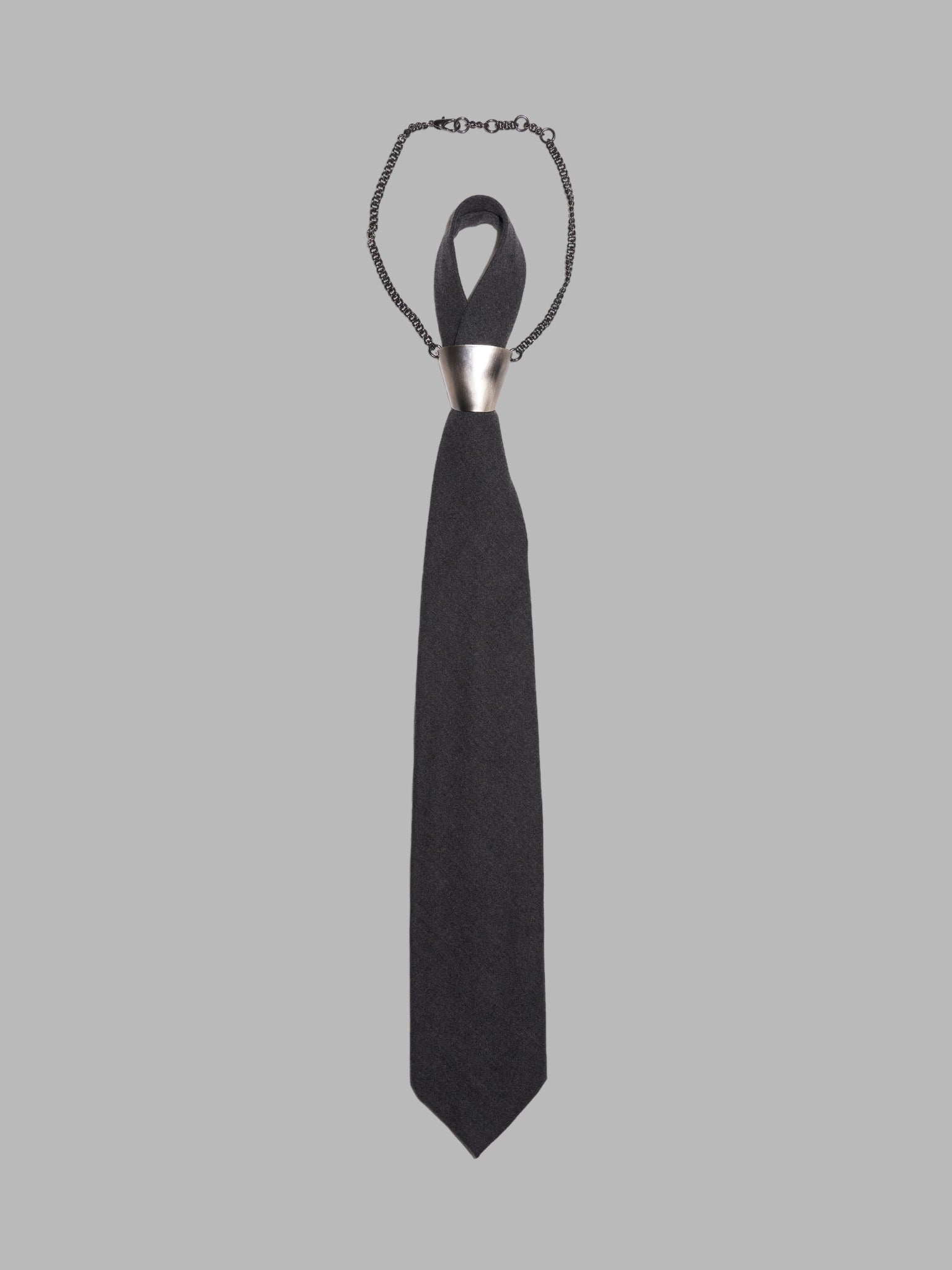 Dirk Bikkembergs winter 1998 grey wool steel tie ring necktie