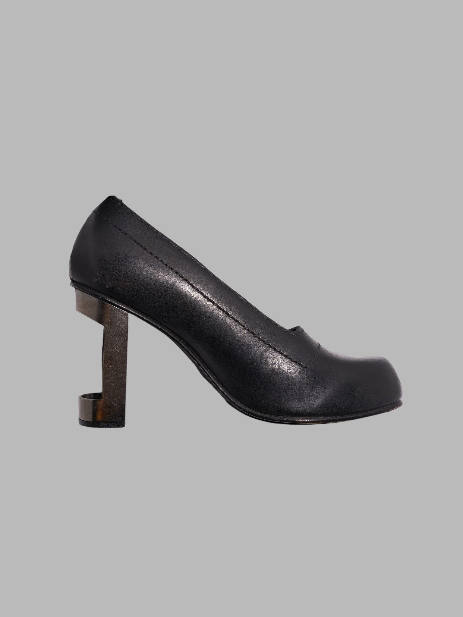 Dirk Bikkembergs 1990s black leather steel heel cutout high heel shoes - UK 4
