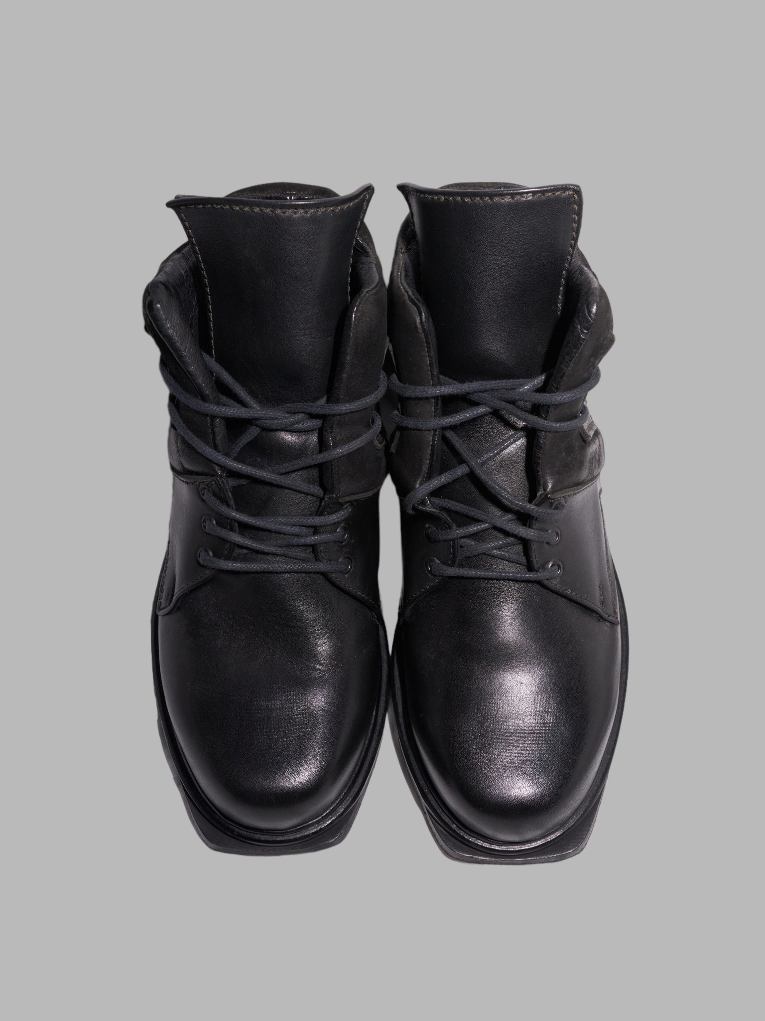 Dirk Bikkembergs 1990s black leather chunky sole square toe boots - size 40 41