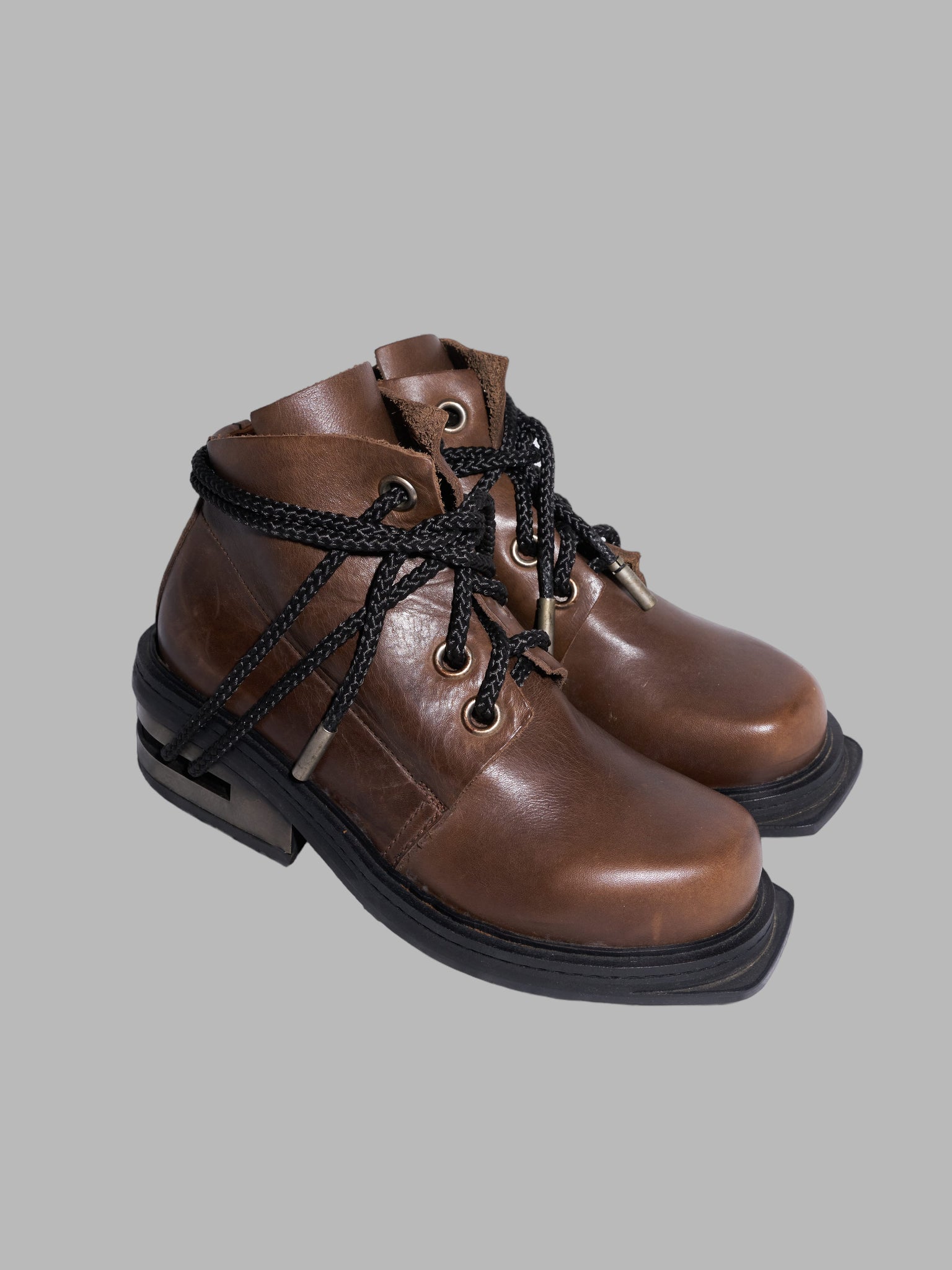 Dirk Bikkembergs 1990s brown leather steel heel mountaineering boots - EU 39