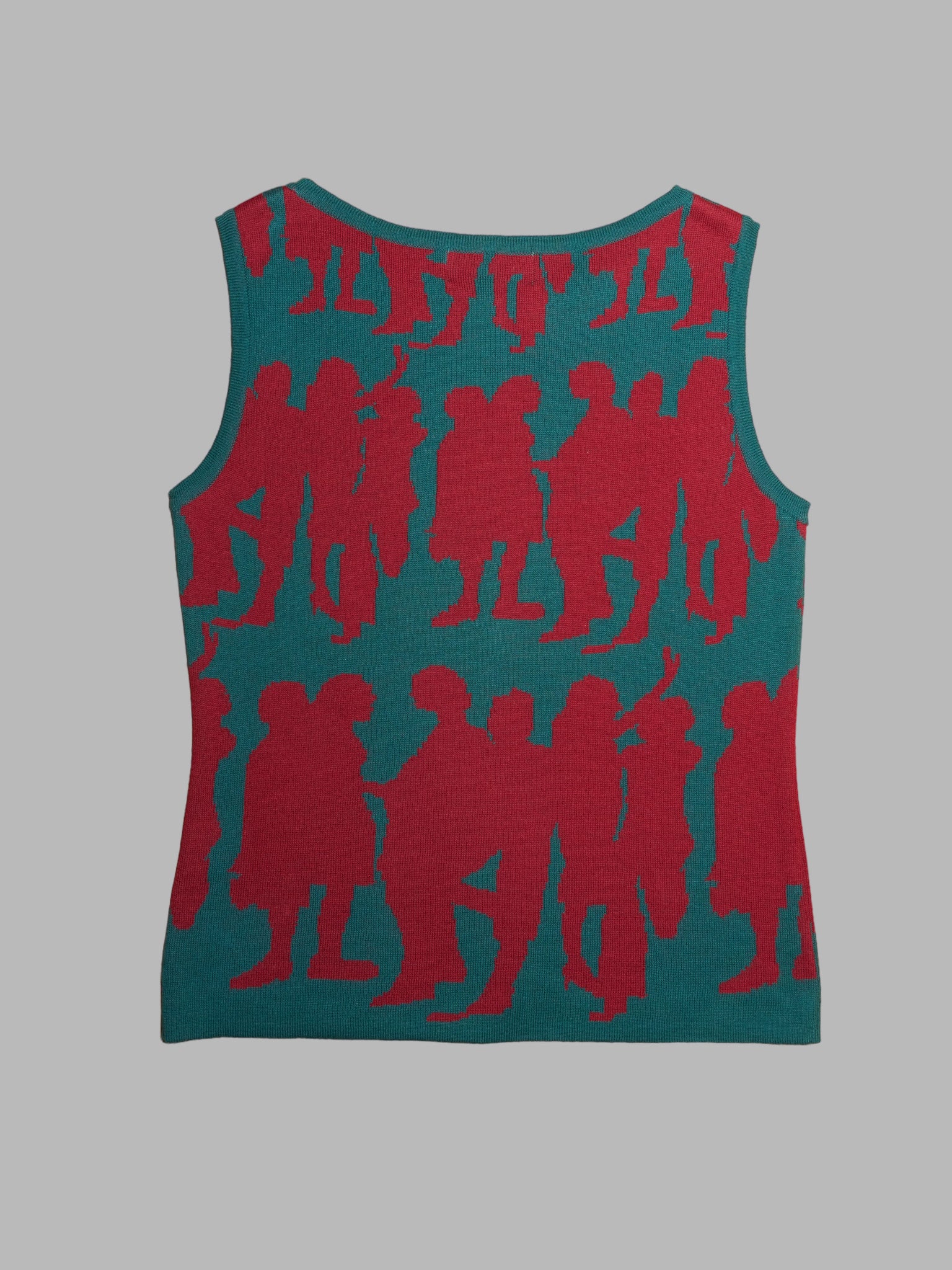 Jocomomola de Sybilla green knitted cotton vest with red dancing figures