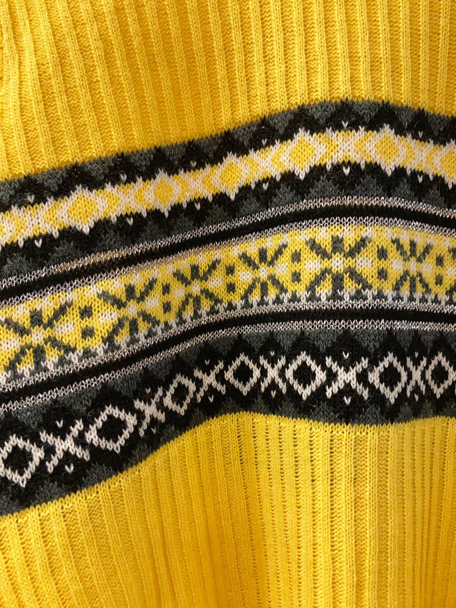 Morgan de Toi cropped yellow fair isle pattern turtleneck jumper