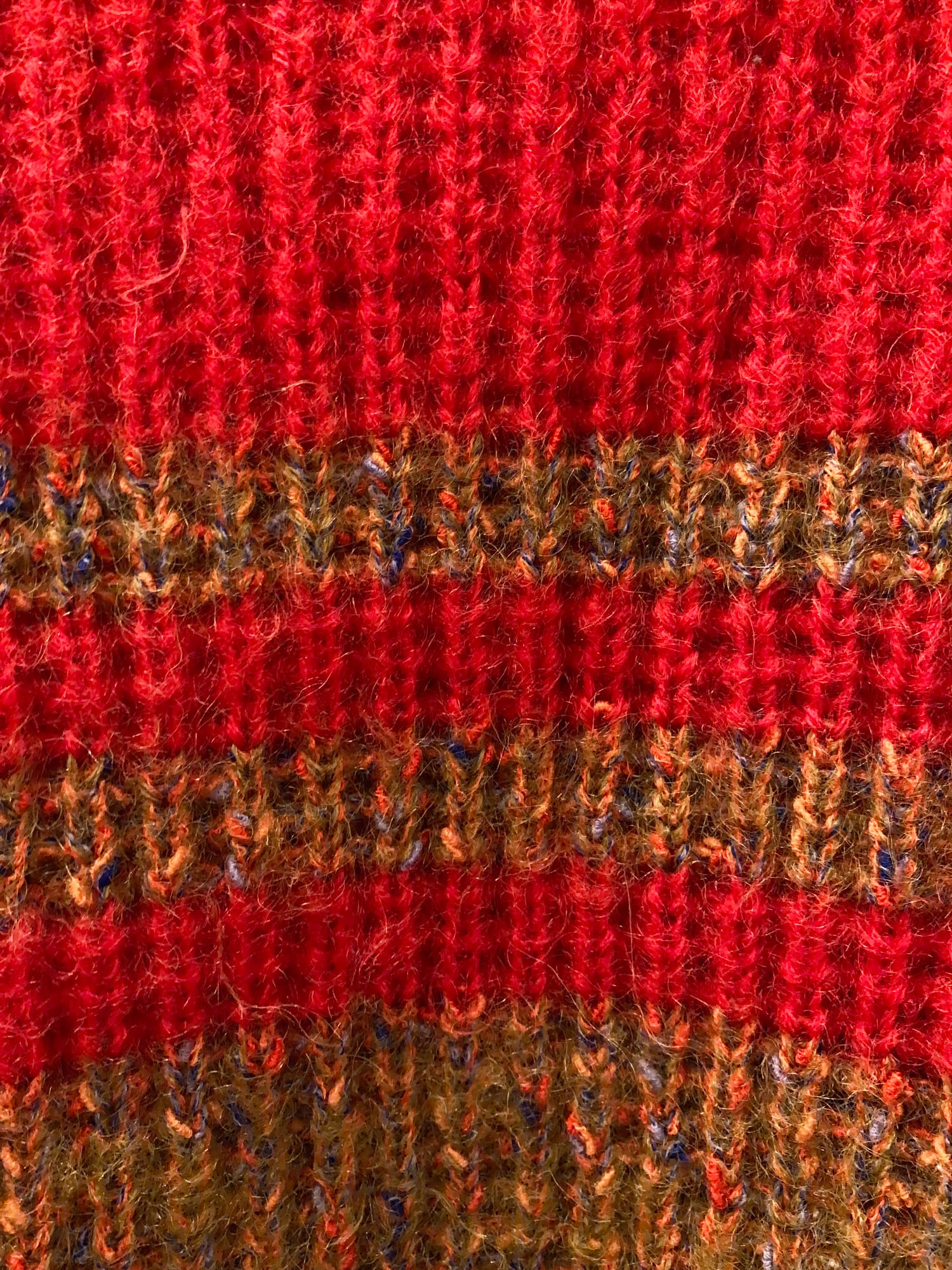 Kansai Yamamoto 1980s brown and red striped wool rib knit jumper