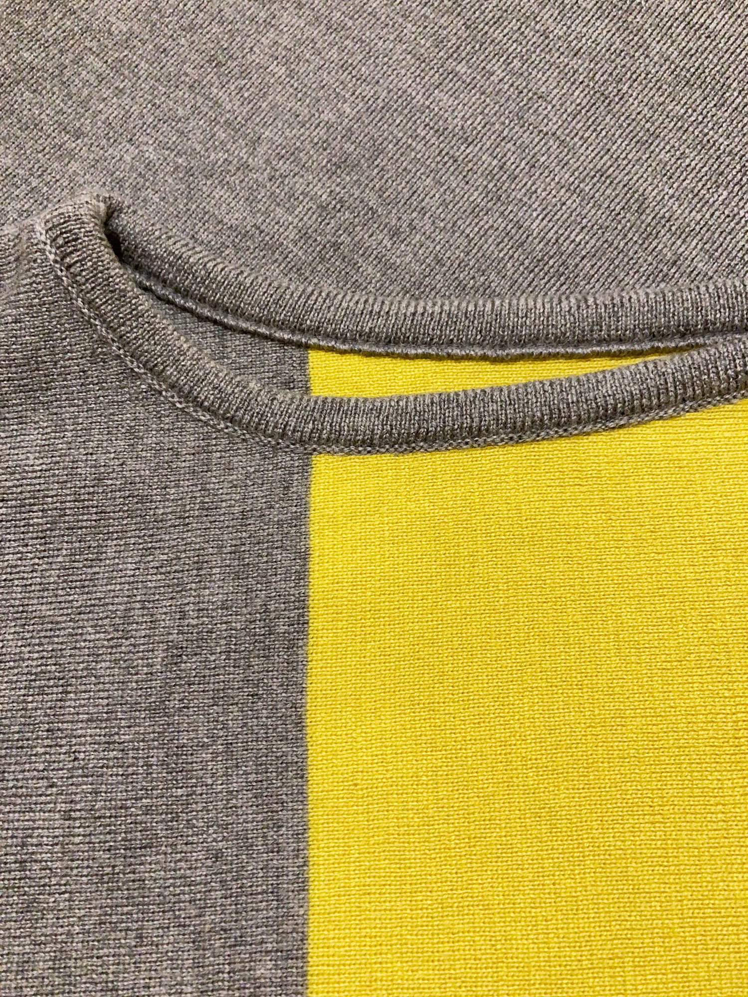 Sarah Corynen yellow and grey knitted wool vest
