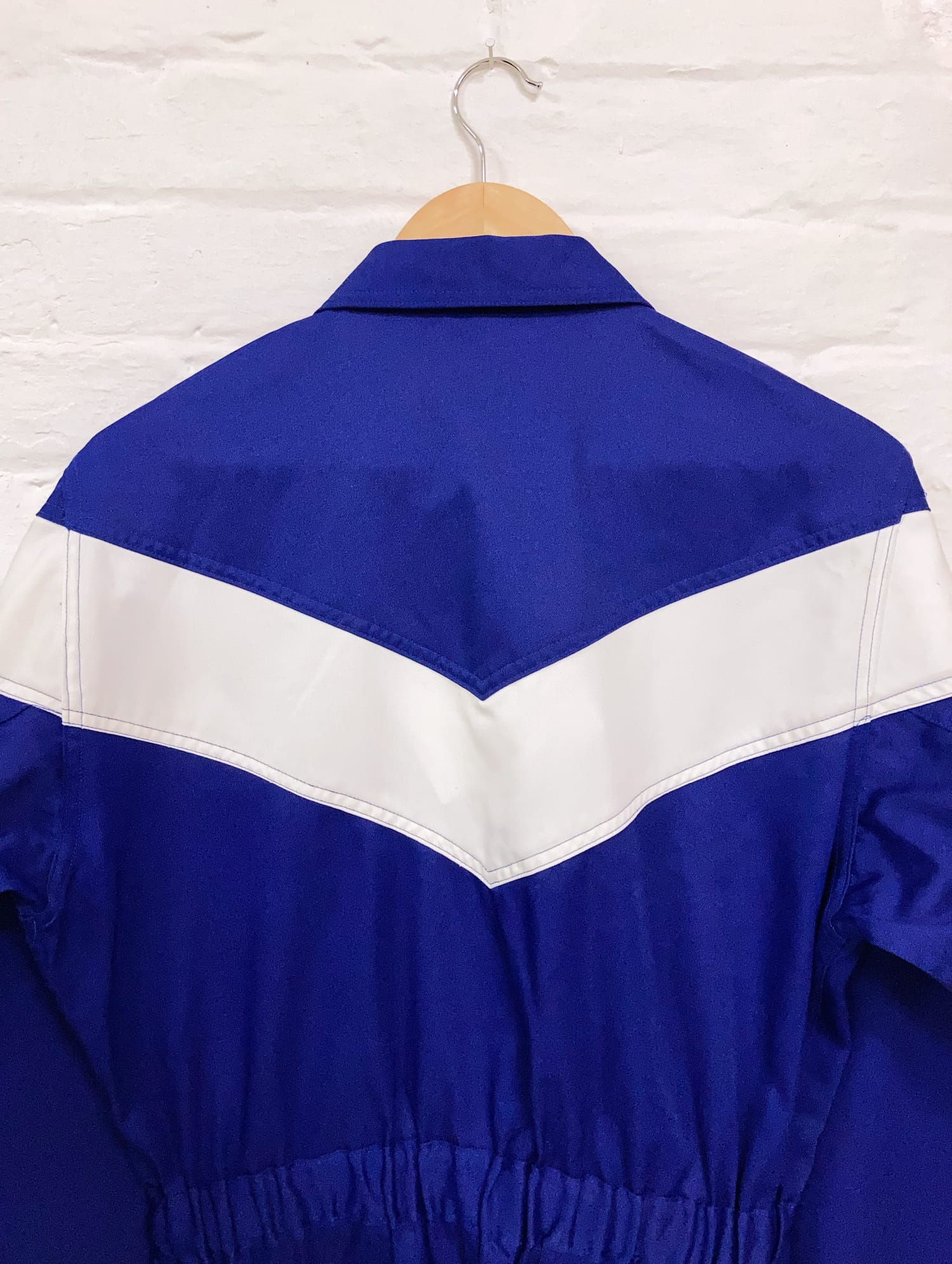Courreges Homme 1980s blue and white twill jumpsuit