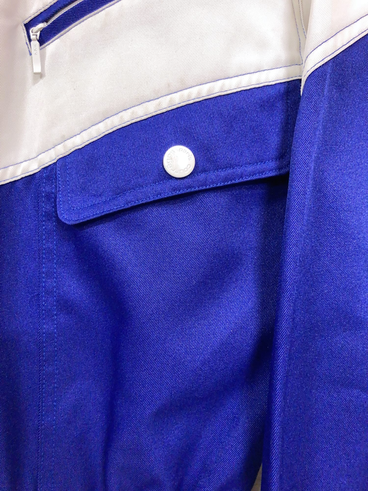 Courreges Homme 1980s blue and white twill jumpsuit